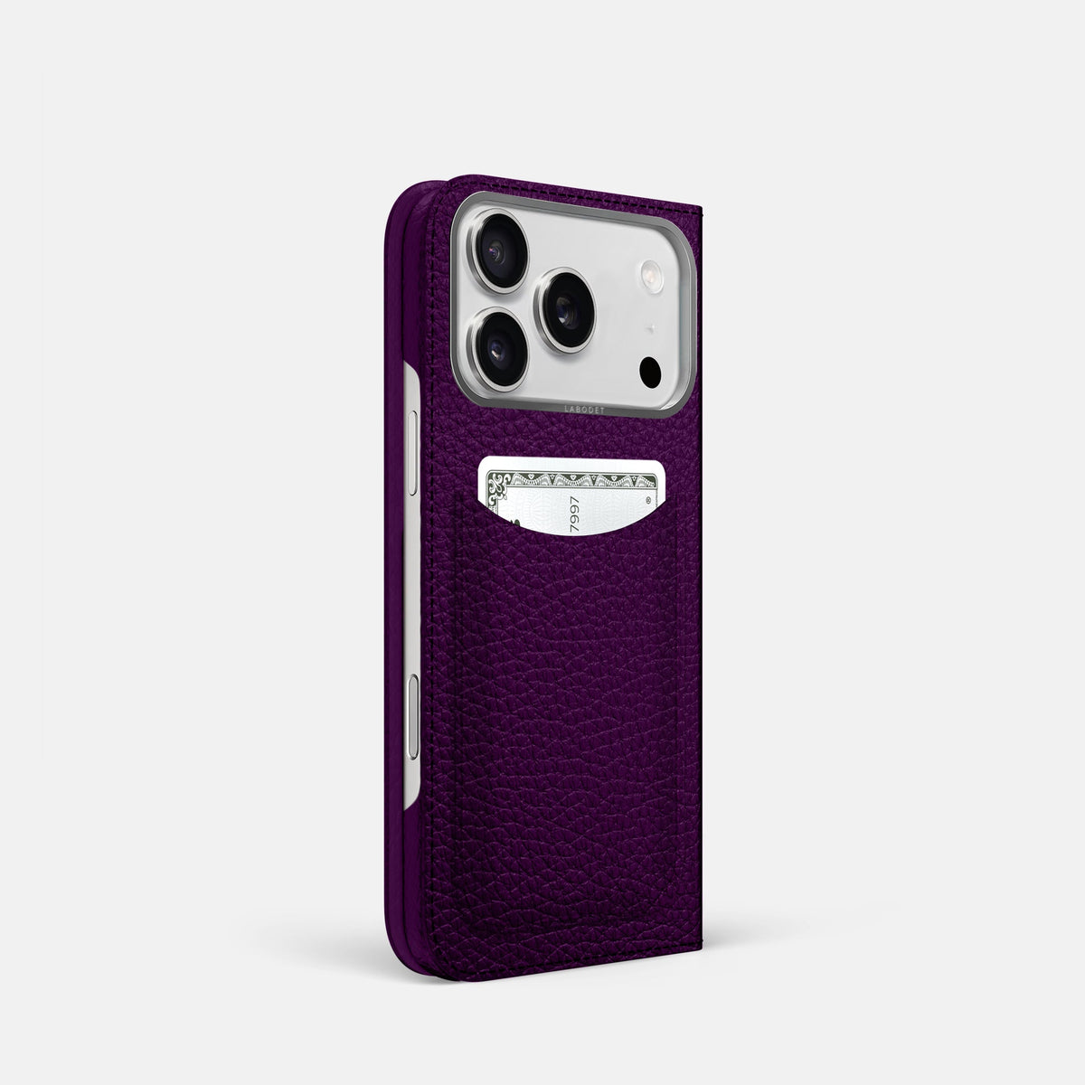 Folio Case with Card For iPhone 18 Pro In Calf -1 | Violet-Steel