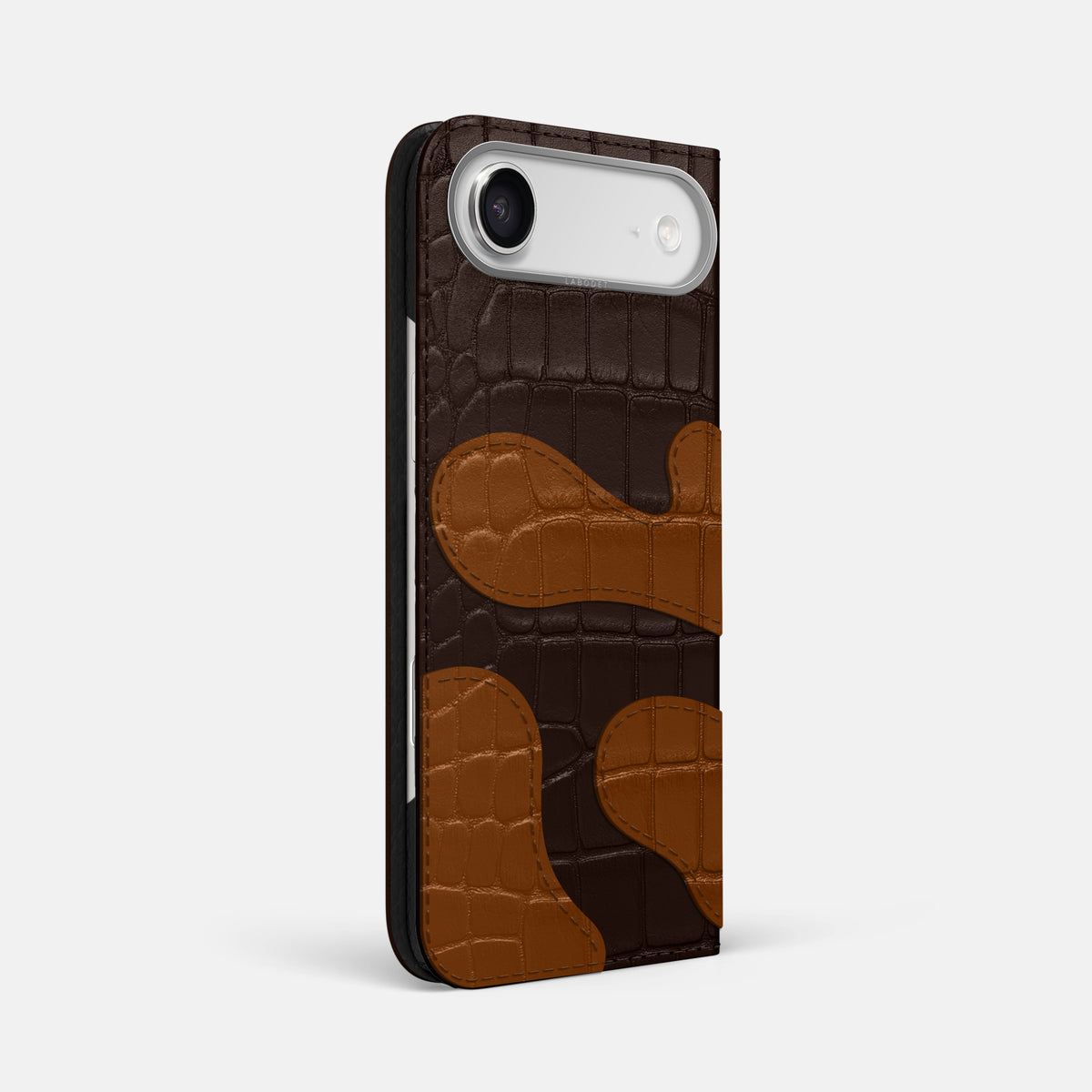 Camouflage Folio For iPhone 17 Air In Alligator -1 | Dark-Brown-Steel