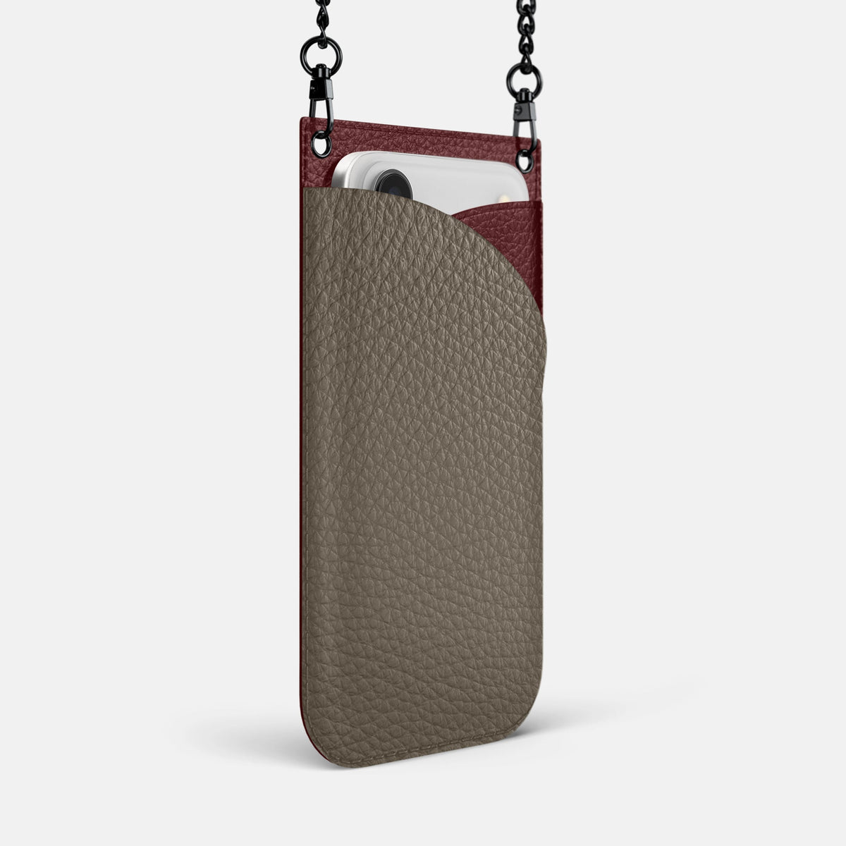Crossbody Bag For iPhone 18 Pro Max In Calf -2 | Taupe-Black