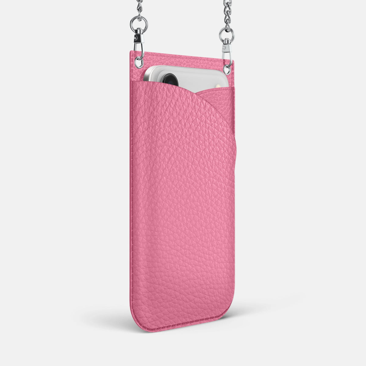 Crossbody Bag For iPhone 18 Pro Max In Calf -2 | Pink-Steel