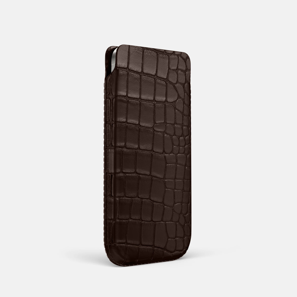 Pouch Case For iPhone 18 Pro In Alligator -2 | Dark-Brown