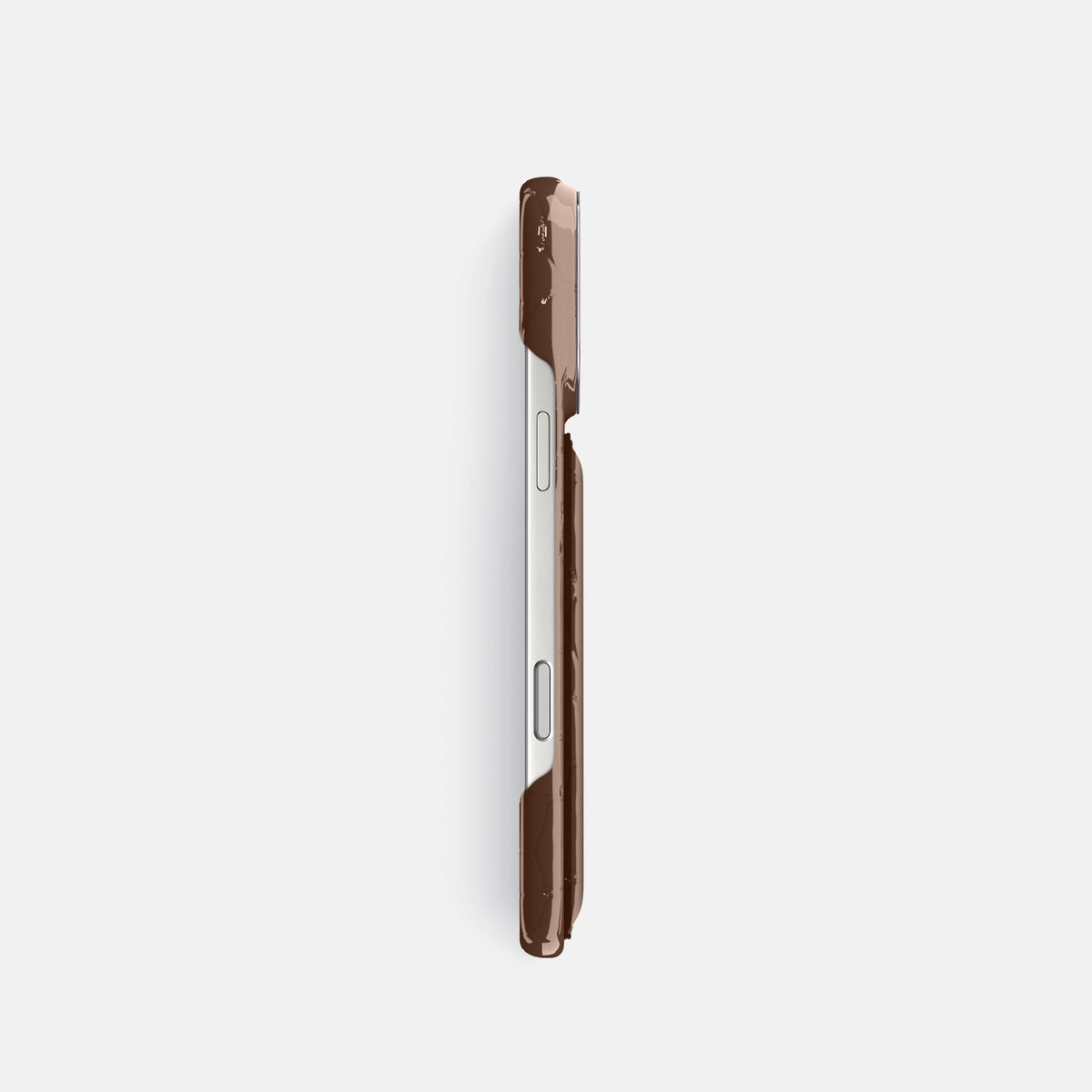 Double Card Case For iPhone 17 Pro In Shiny Alligator -3 | Brown-Steel
