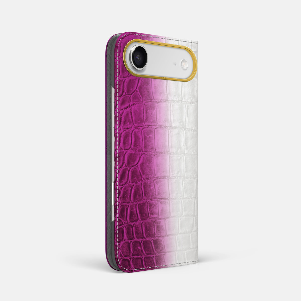 Folio Case For iPhone 17 Air In Himalayan Crocodile -1 | Fuchsia-Gold