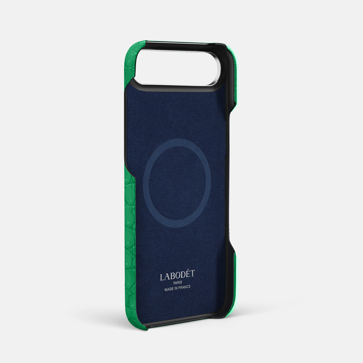 Classic Case With Carbon Skull For iPhone 17 Air In Porosus Crocodile -4 | Cactus-Green-Steel