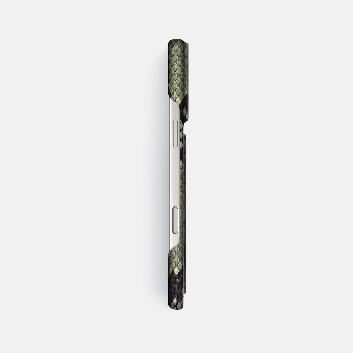 Classic Case With Carbon Dragon For iPhone 18 Pro Max In Deluxe Python -3 | Army-Green-Steel
