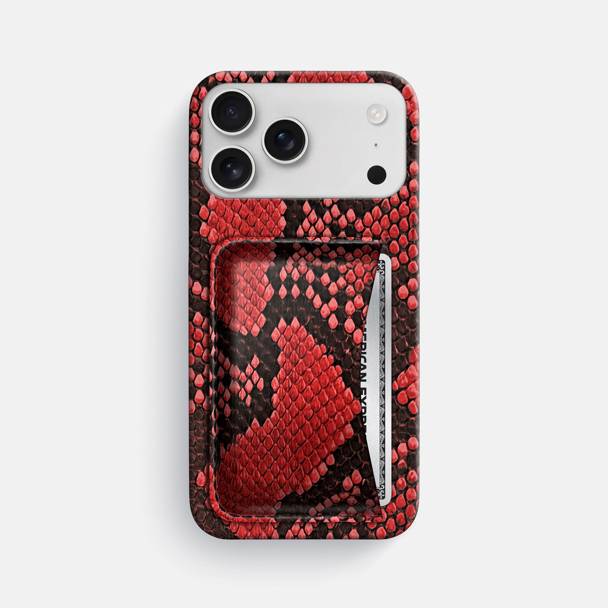 Slim Card Case For iPhone 18 Pro Max In Deluxe Python -1 | Red