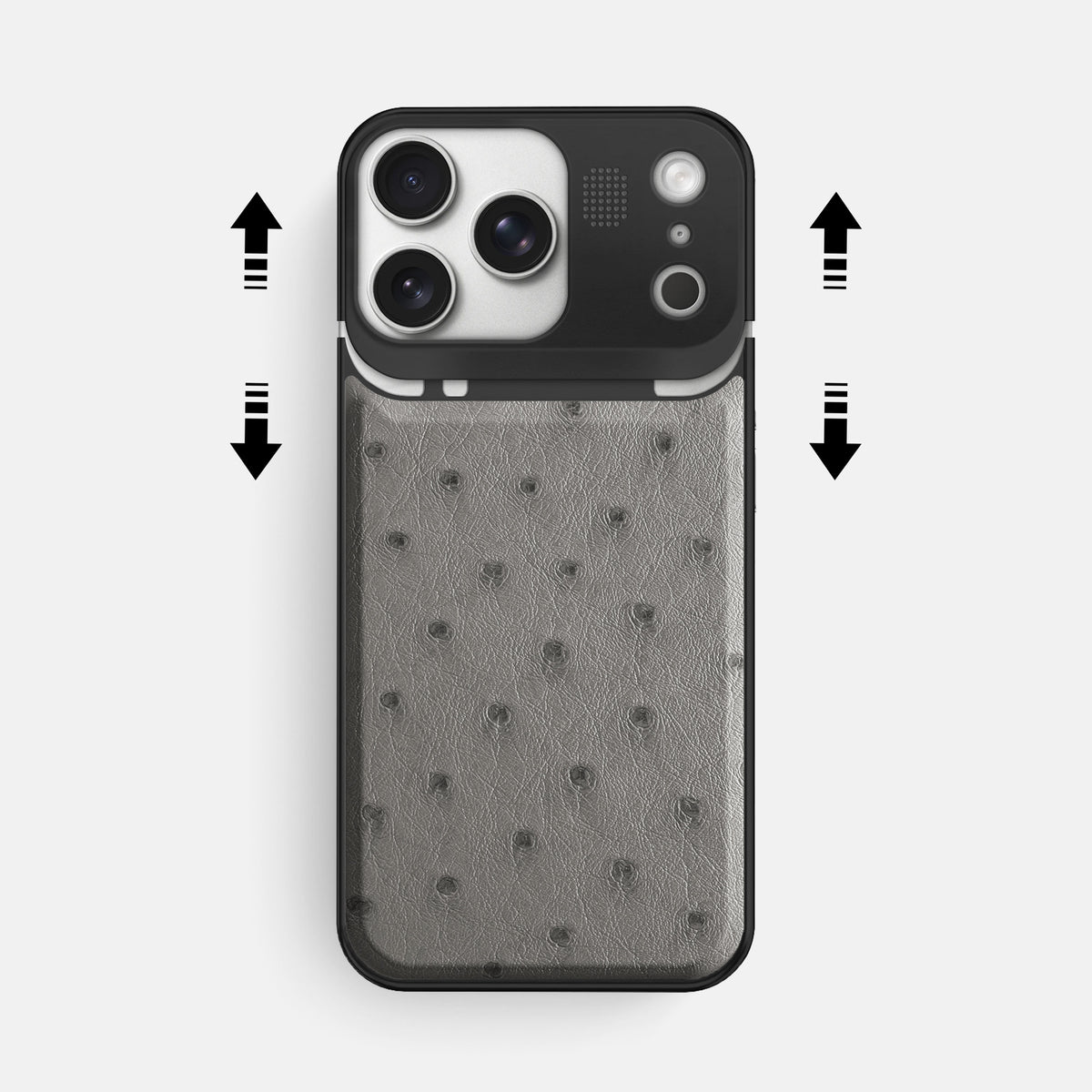 Metal Case For iPhone 17 Pro Max In Ostrich -2 | Grey-Black