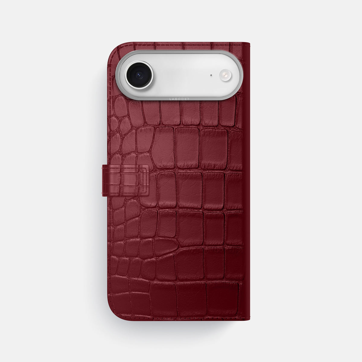 Folio Case with Clasp For iPhone 17 Air In Alligator -3 | Burgundy-Steel