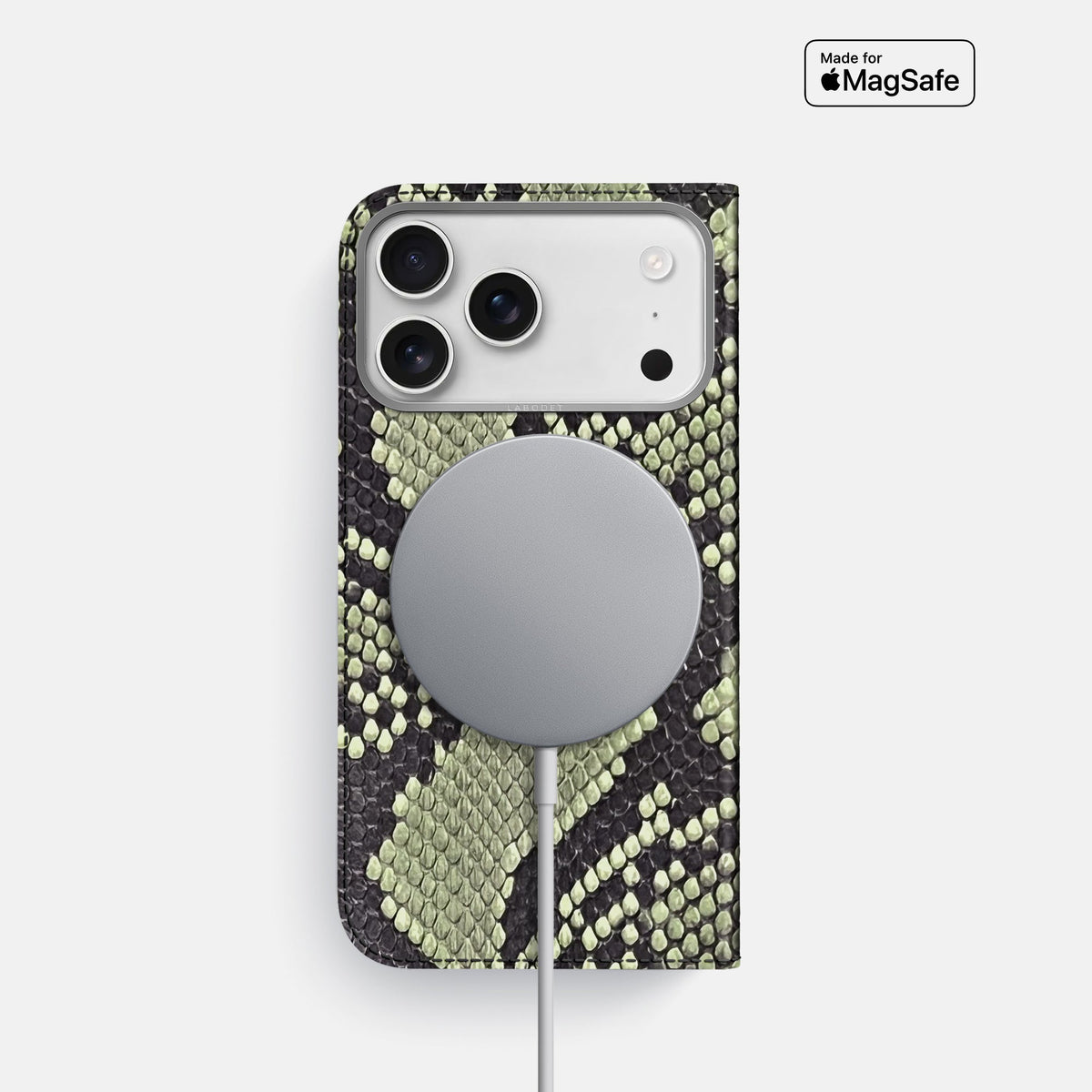 Folio Case For iPhone 18 Pro In Deluxe Python -3 | Army-Green-Steel