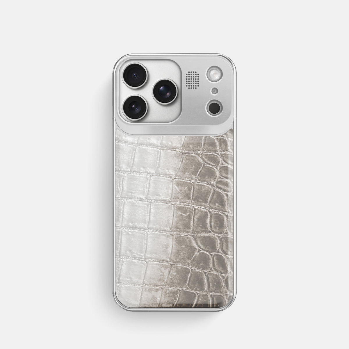 Metal Case For iPhone 17 Pro In Himalayan Crocodile -1 | Grey-Steel