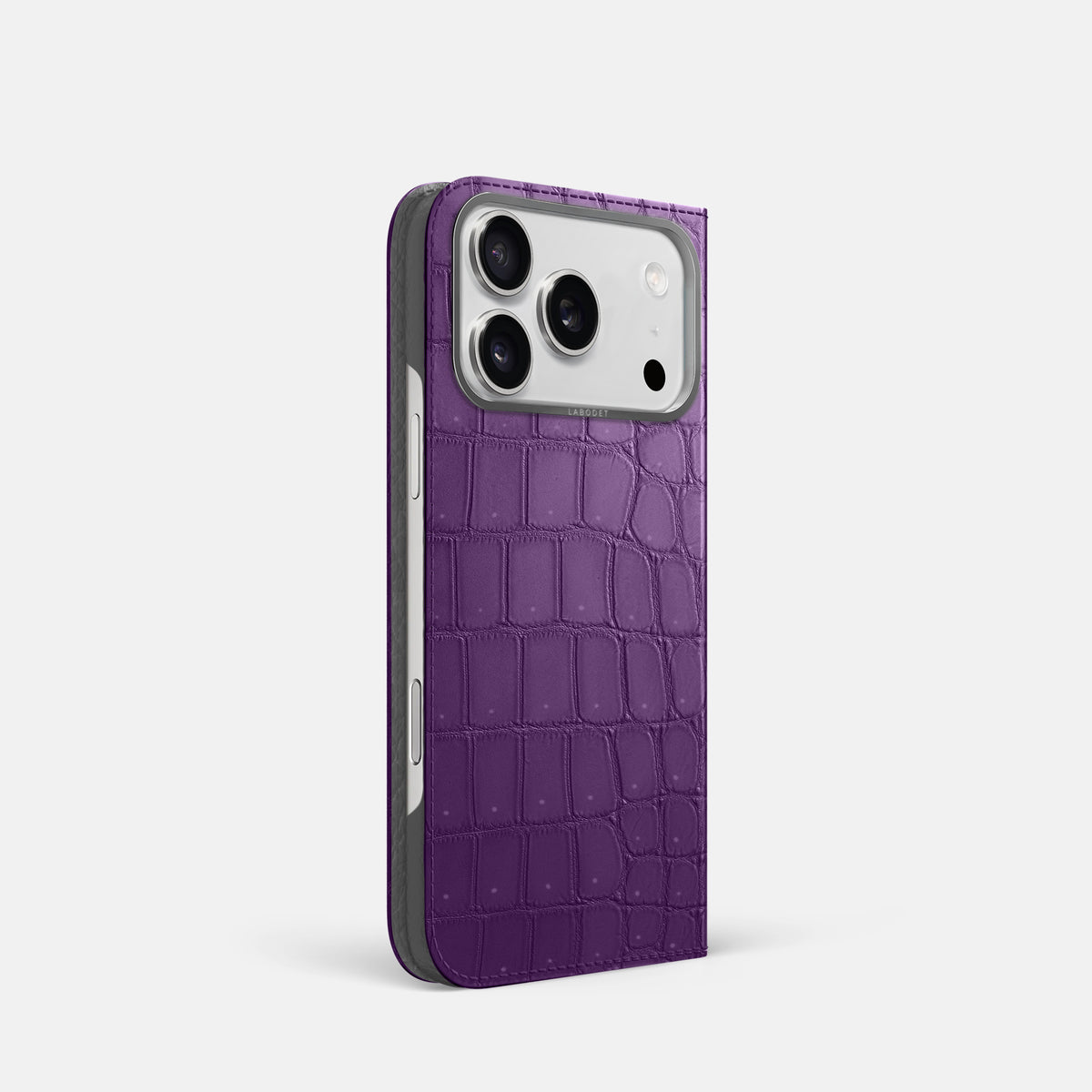 Folio Case For iPhone 17 Pro In Porosus Crocodile -1 | Purple-Steel