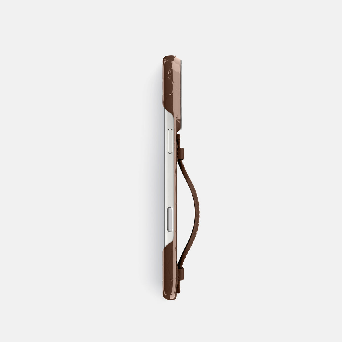 Center Handle For iPhone 17 Pro In Shiny Alligator -2 | Brown-Steel