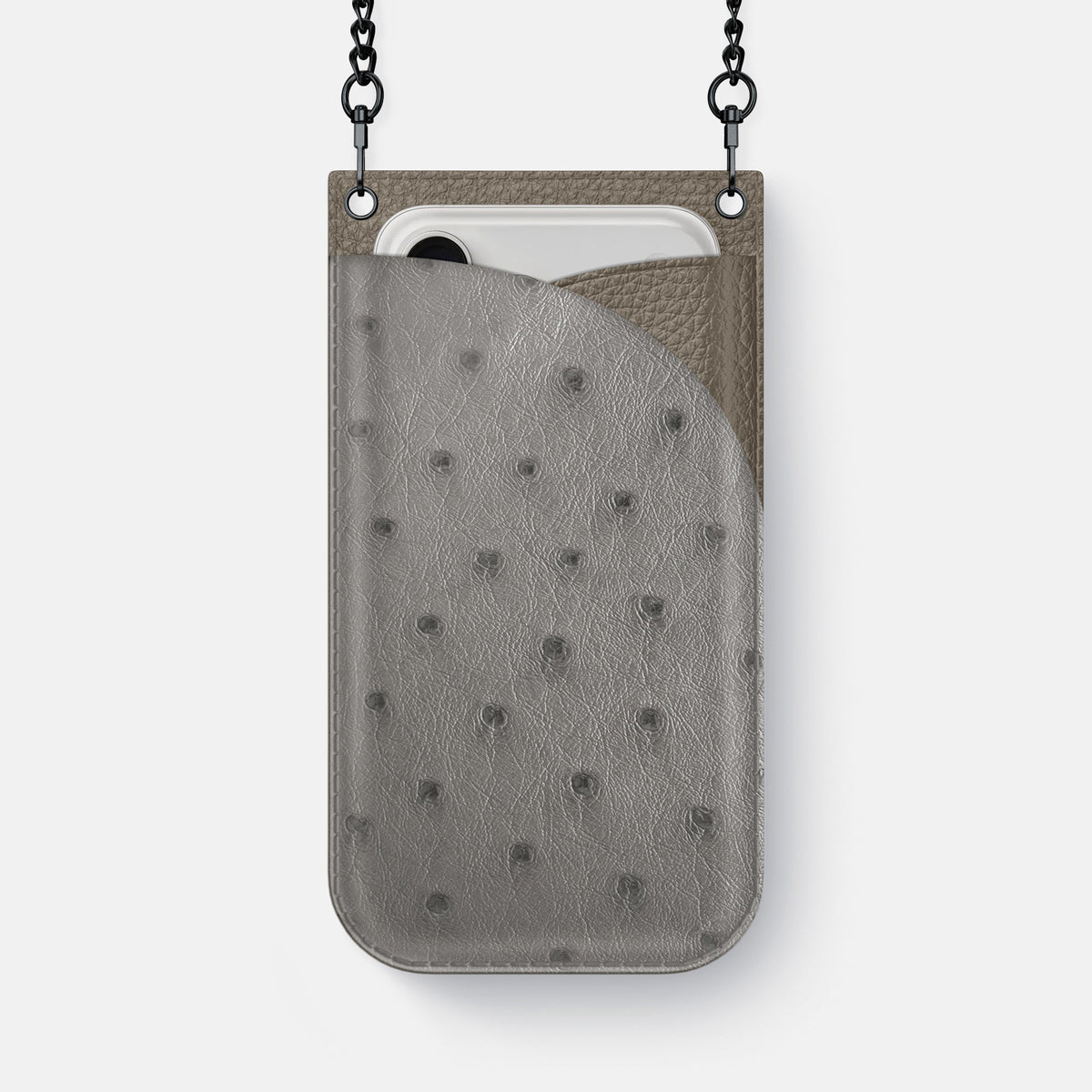 Crossbody Bag For iPhone 18 Pro Max In Ostrich -1 | Grey-Black