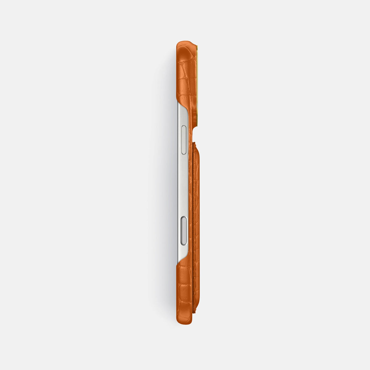 Double Card Case For iPhone 18 Pro Max In Alligator -3 | Orange-Gold