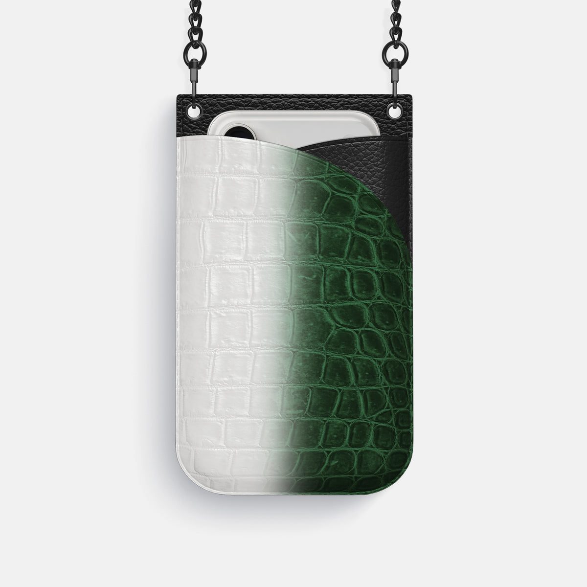 Crossbody Bag For iPhone 17 Pro In Himalayan Crocodile -1 | Green-Black