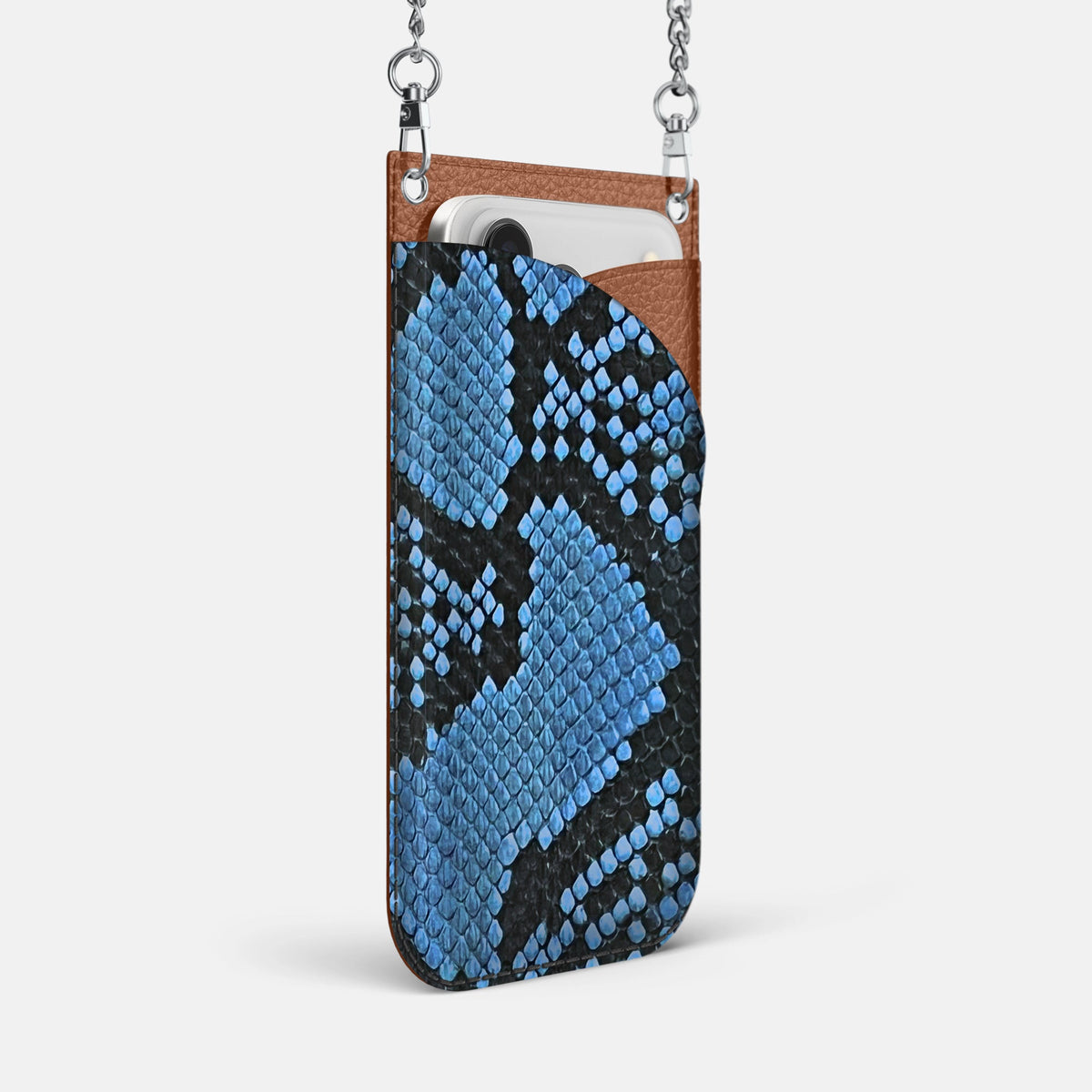 Crossbody Bag For iPhone 18 Pro Max In Deluxe Python -2 | Blue-Jeans-Steel