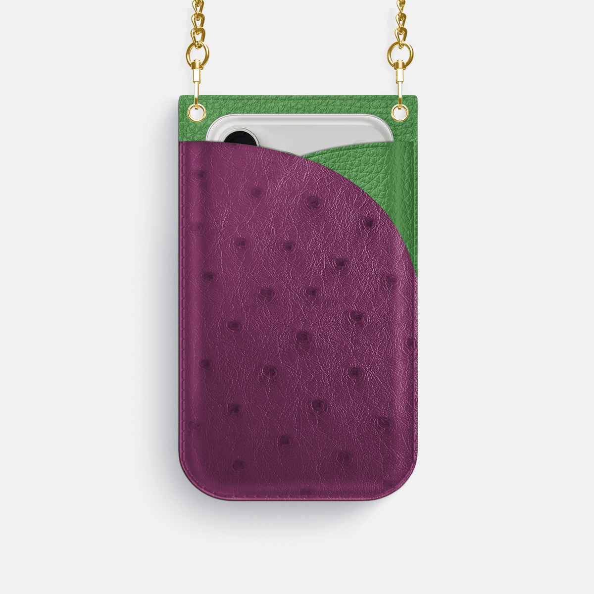 Crossbody Bag For iPhone 17 Pro In Ostrich -1 | Purple-Gold