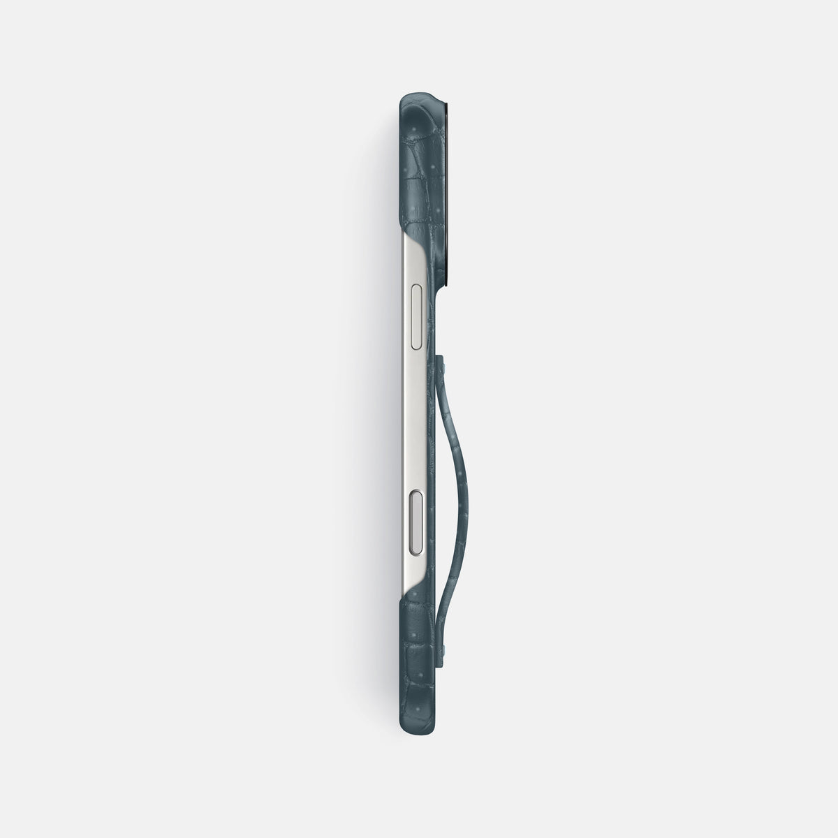 Finger Case For iPhone 17 Pro Max In Porosus Crocodile -3 | Denim-Black
