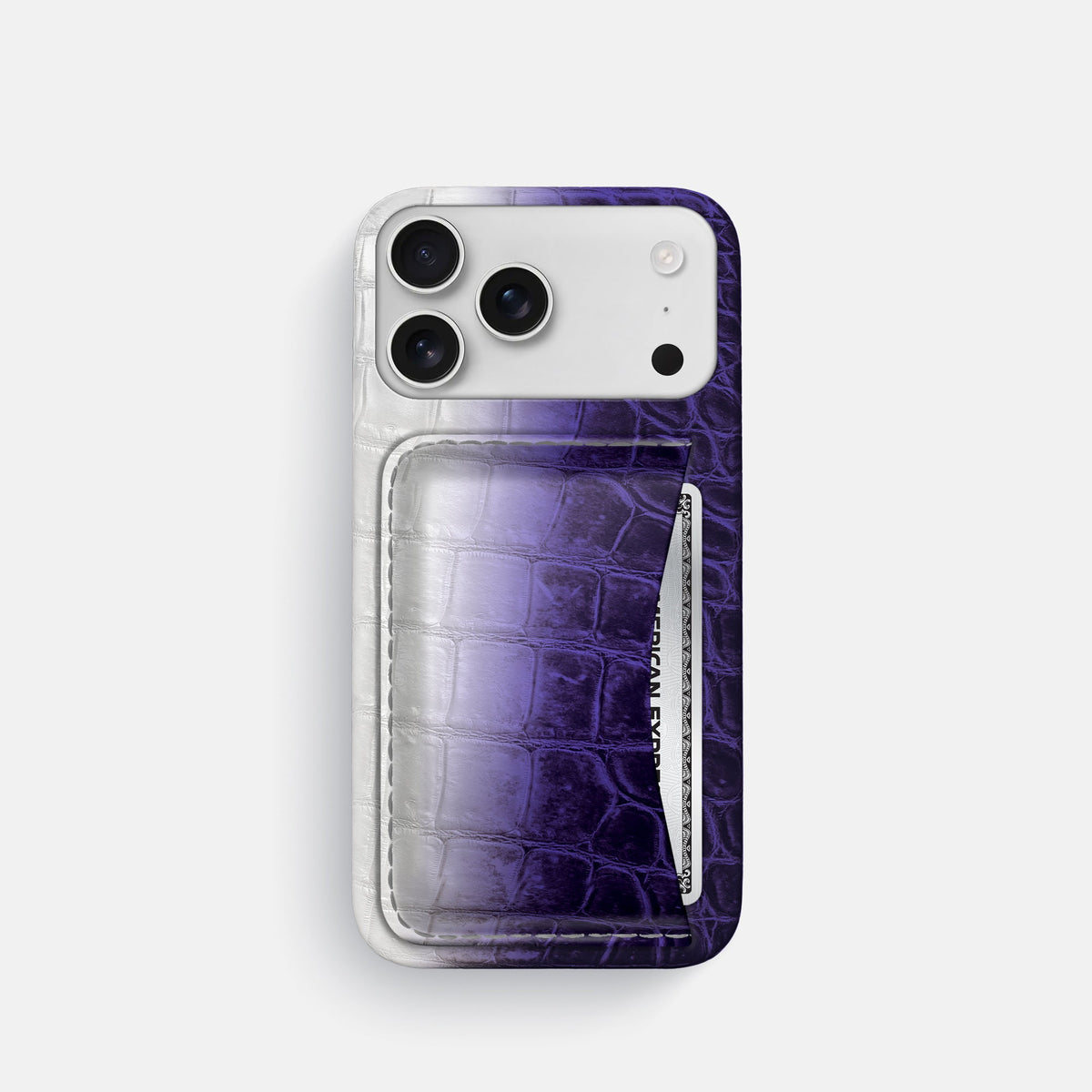 Slim Card Case For iPhone 18 Pro In Himalayan Crocodile -1 | Purple