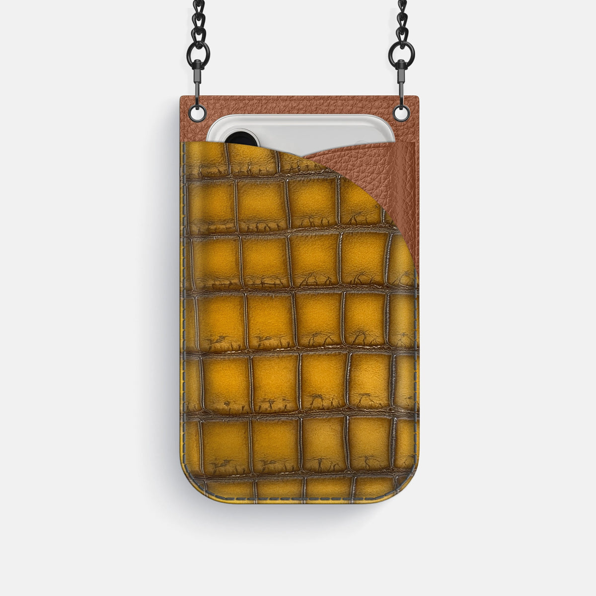 Crossbody Bag For iPhone 18 Pro In Patina Alligator -1 | Sydney-Black