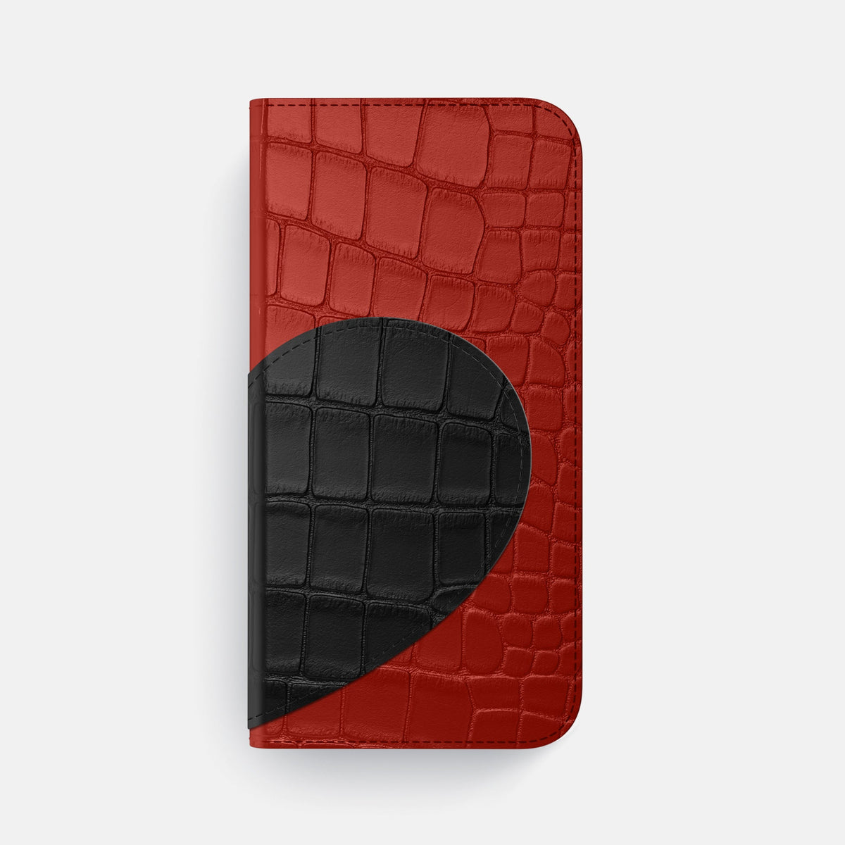 Folio Case With Heart For iPhone 18 Pro Max In Alligator -4 | Red-Black