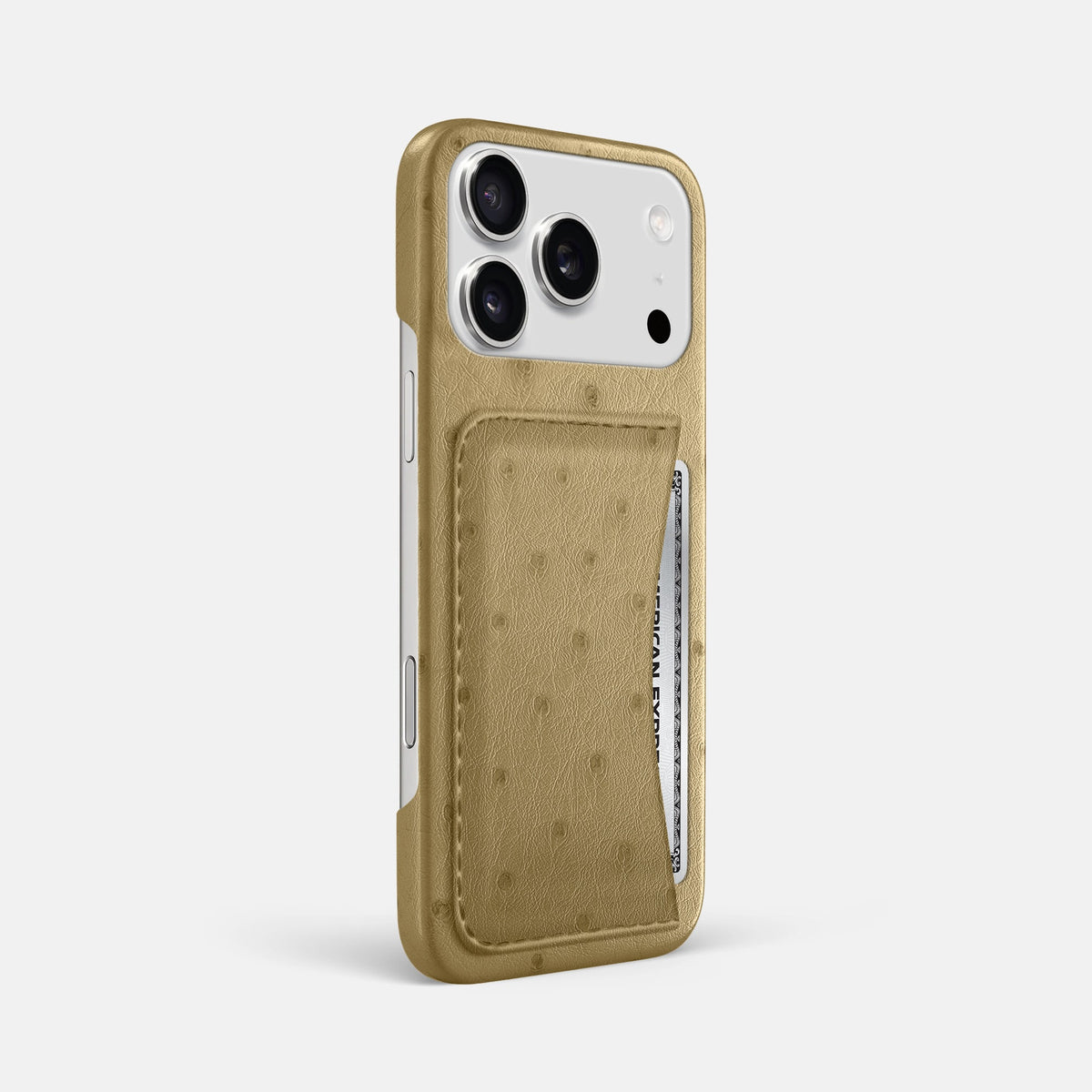 Slim Card Case For iPhone 18 Pro Max In Ostrich -2 | Desert-Sand