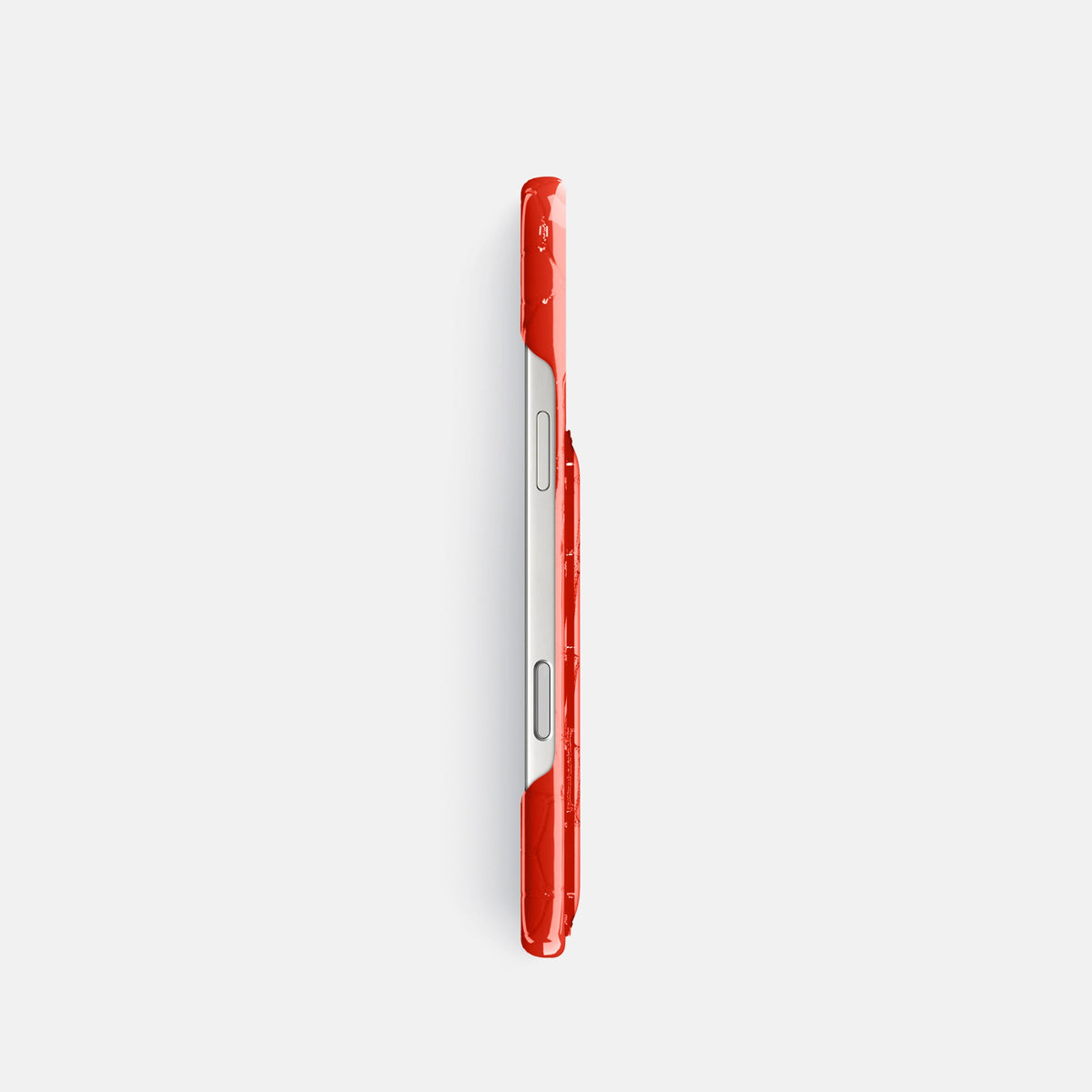 Slim Card Case For iPhone 18 Pro In Shiny Alligator -3 | Coral-Orange