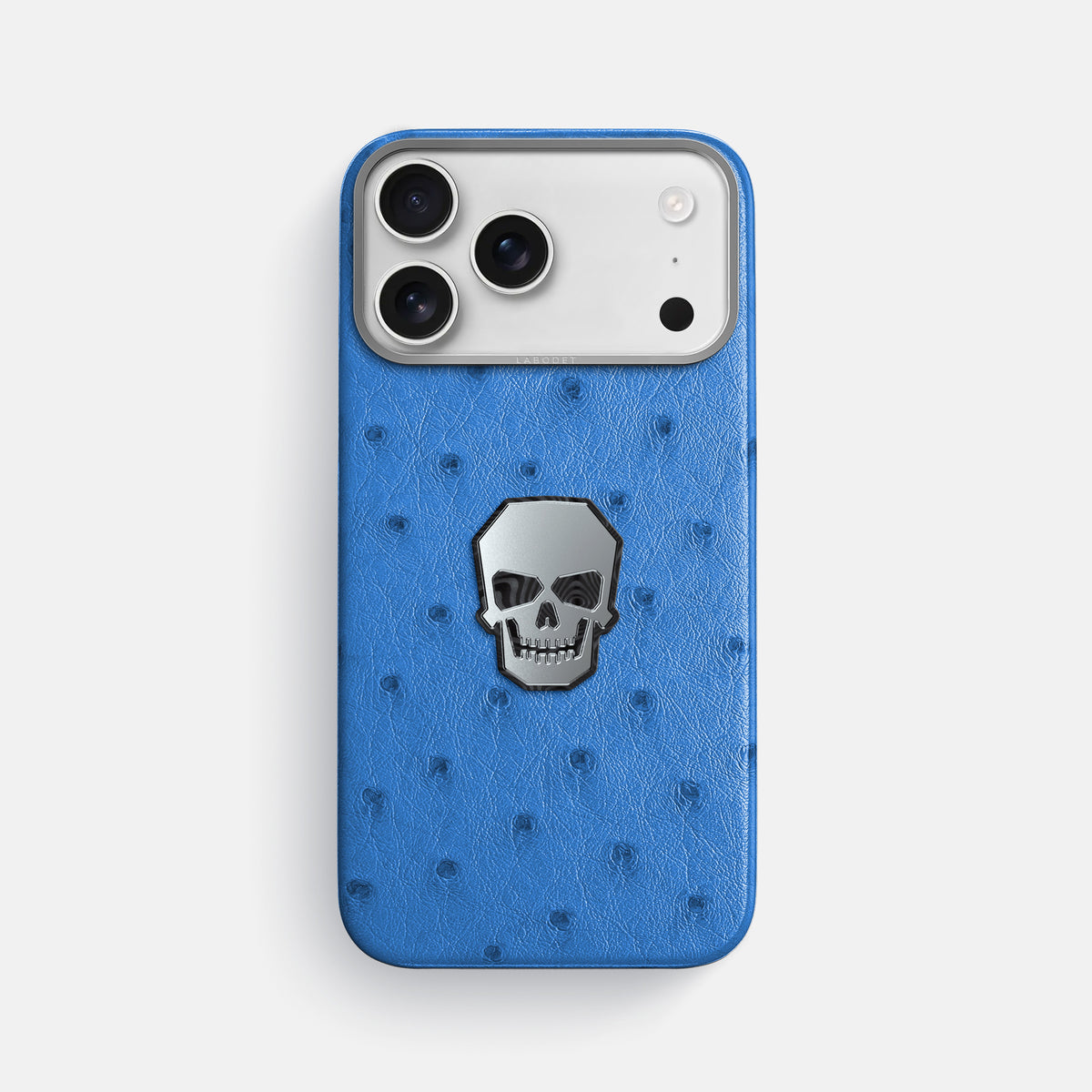 Classic Case With Titanium Skull For iPhone 17 Pro Max In Ostrich -1 | Royal-Blue-Steel