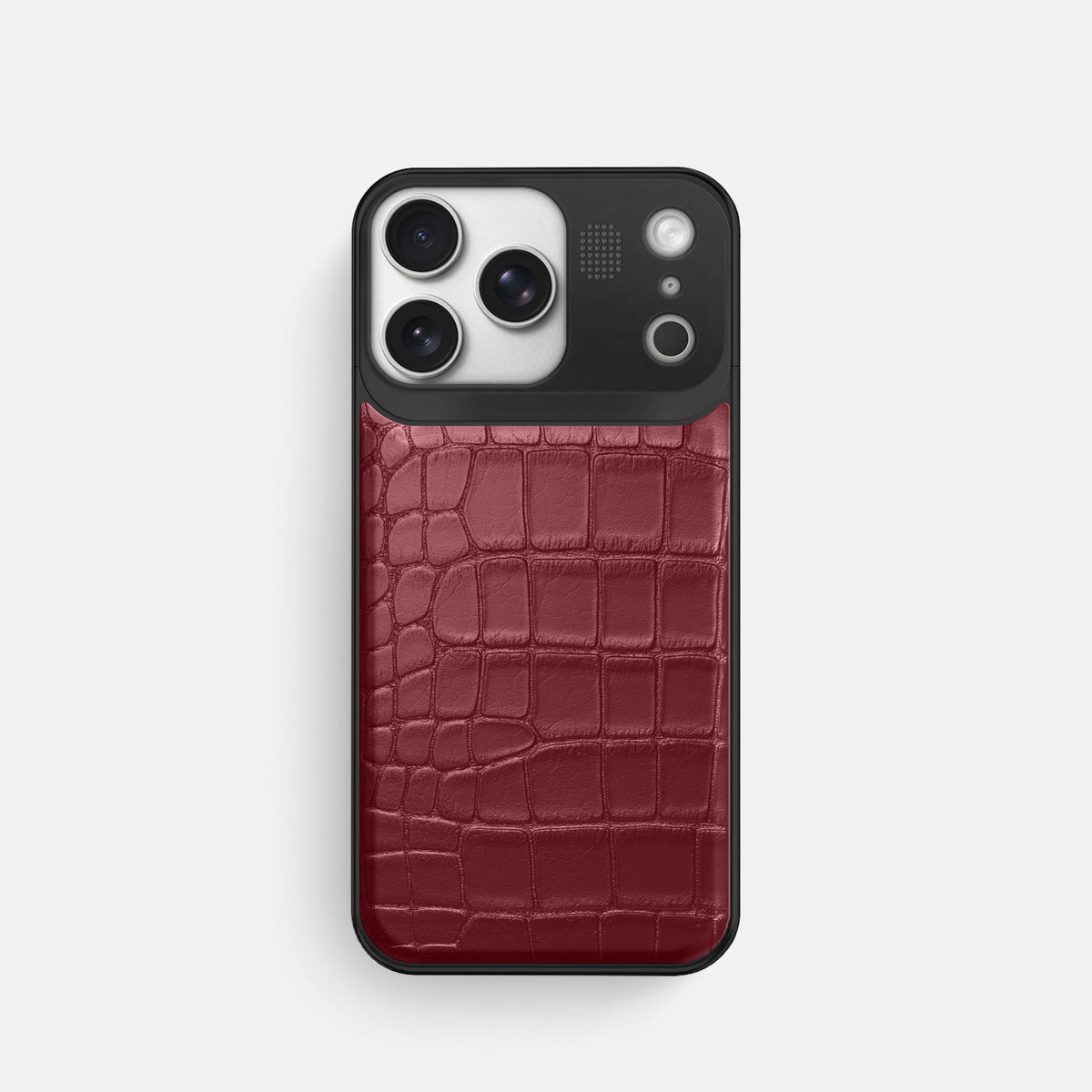 Metal Case For iPhone 18 Pro In Alligator -1 | Burgundy-Black