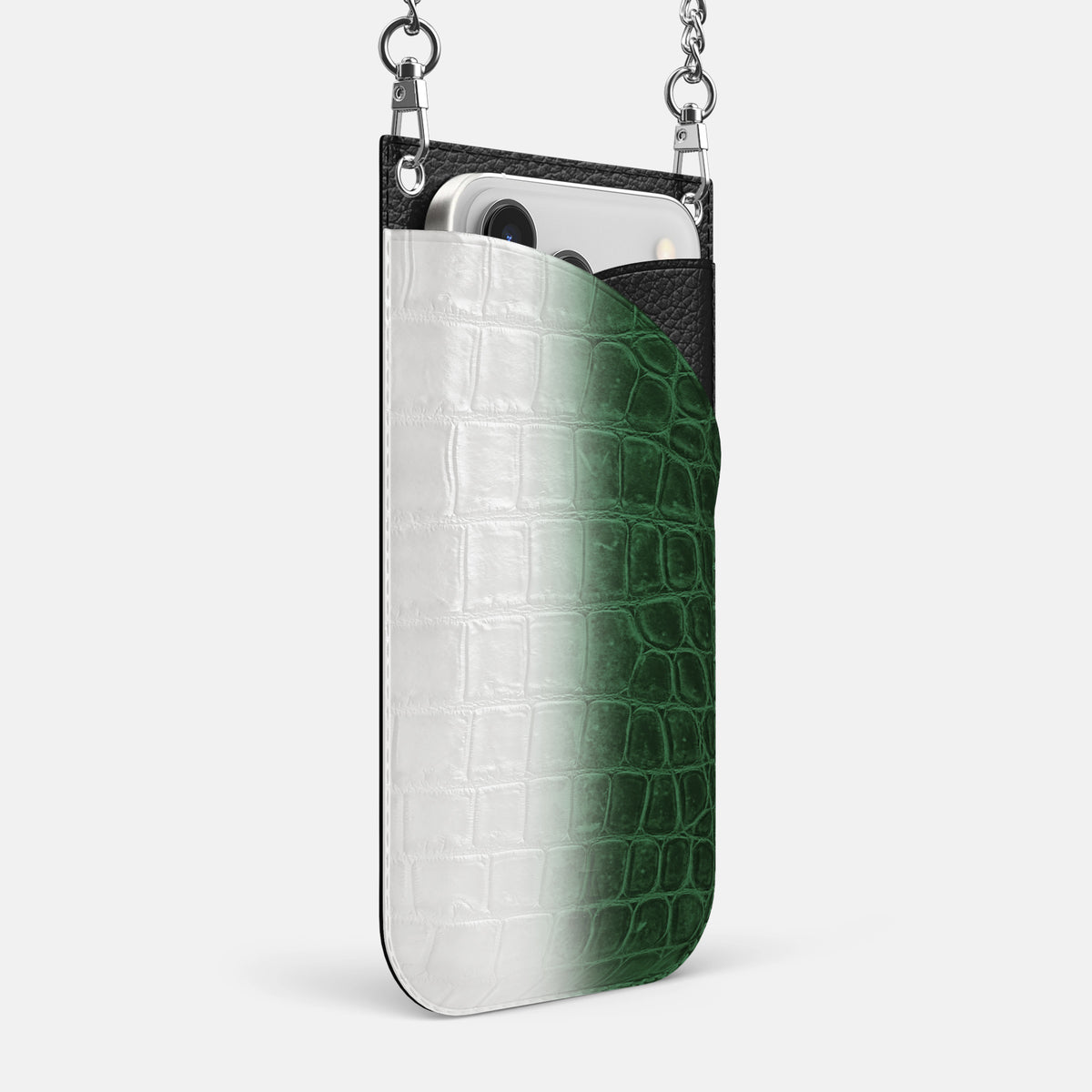 Crossbody Bag For iPhone 17 Pro Max In Himalayan Crocodile -2 | Green-Steel