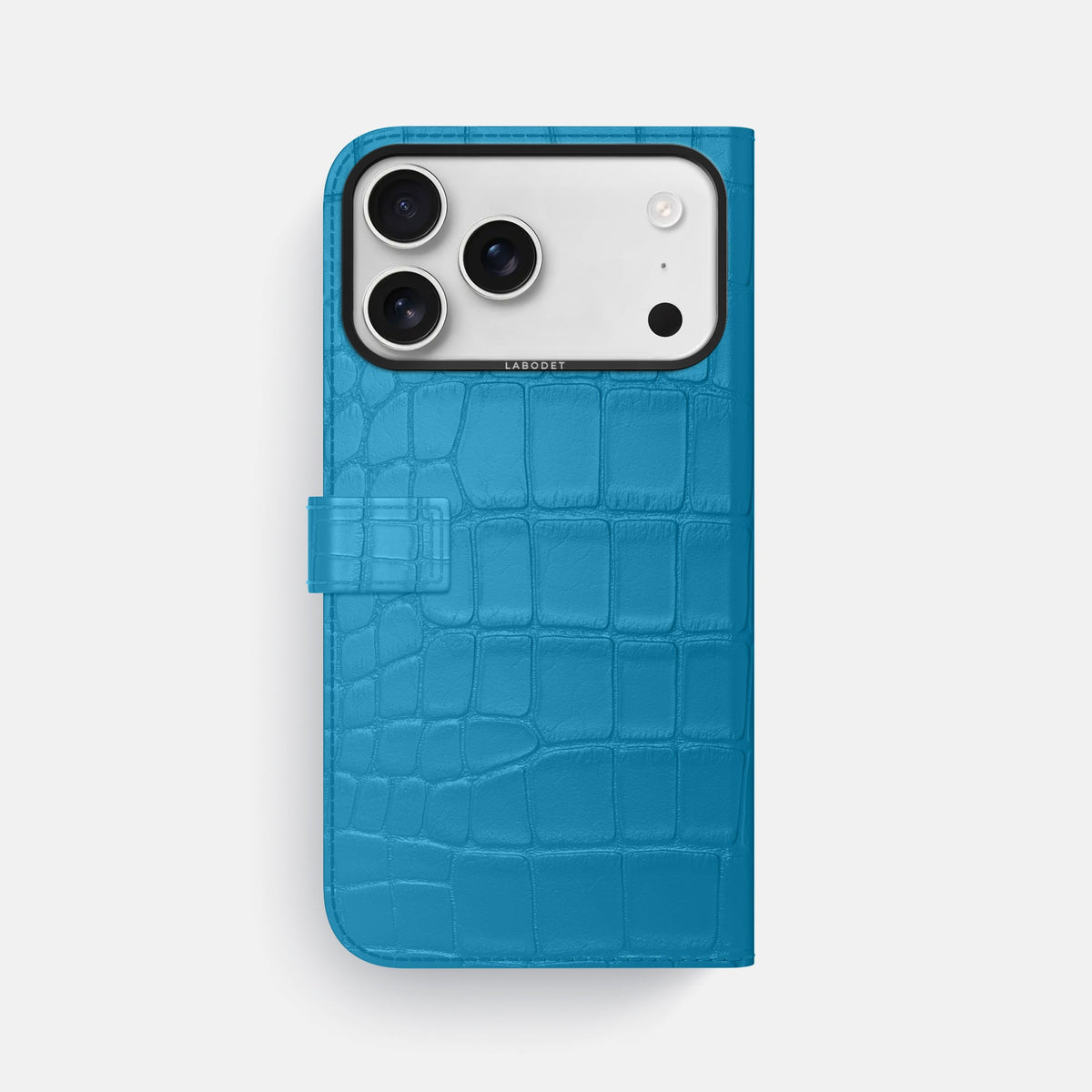 Folio Case with Clasp For iPhone 18 Pro Max In Alligator -3 | Curaçao-Blue-Black