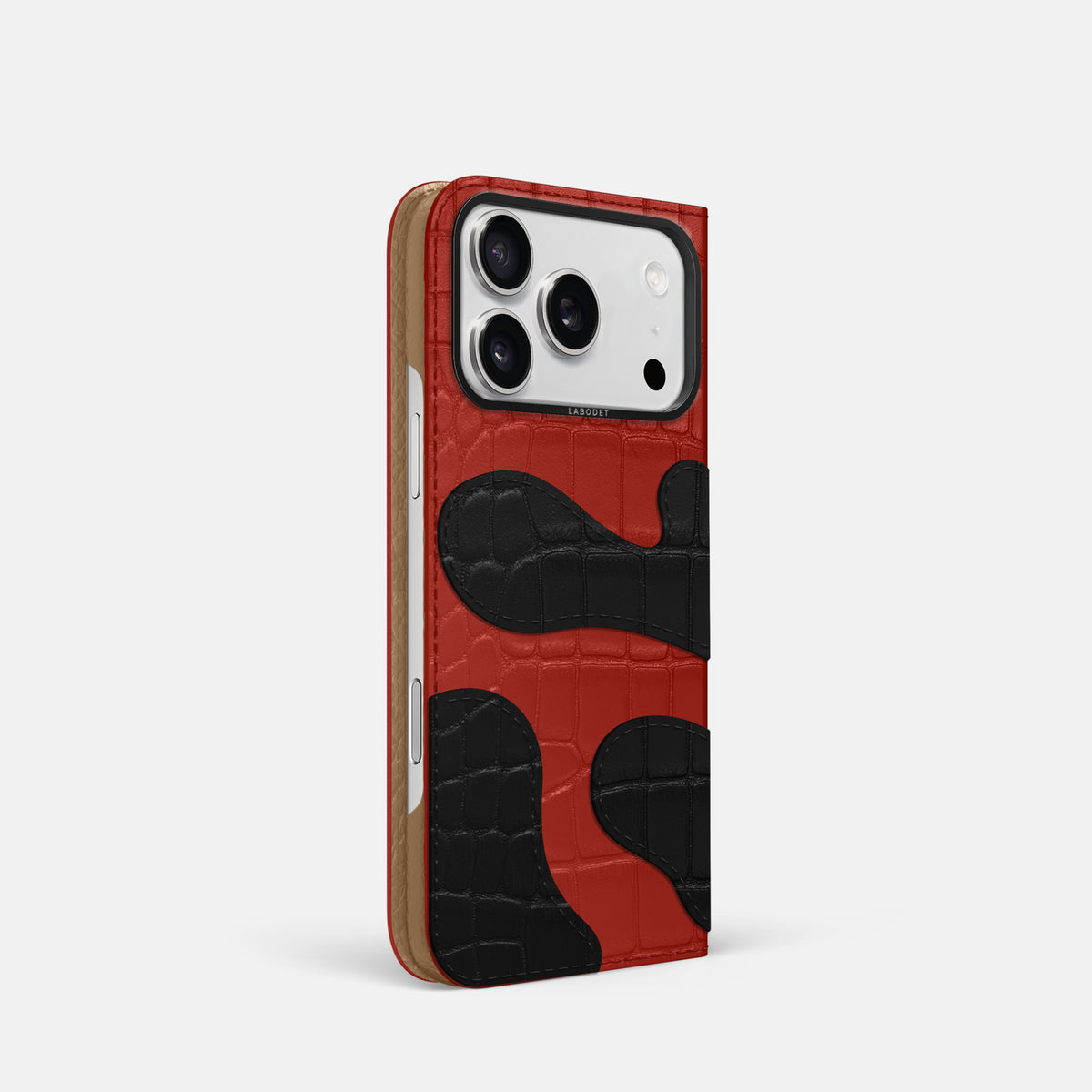 Camouflage Folio For iPhone 17 Pro In Alligator -1 | Red-Black