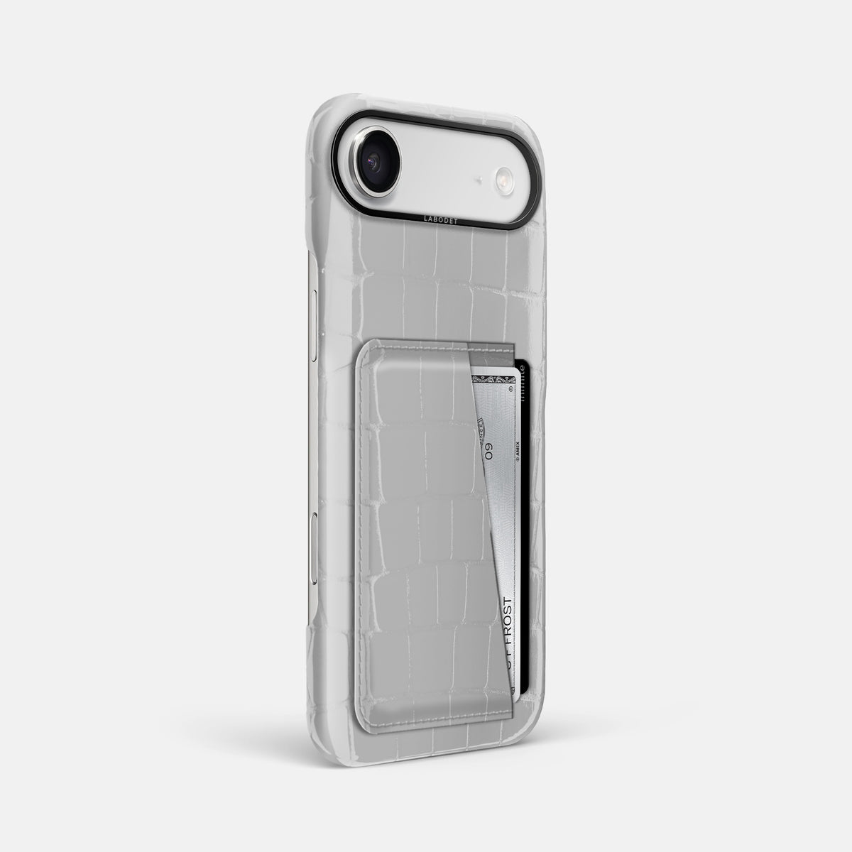 Double Card Case For iPhone 17 Air In Shiny Alligator -2 | White-Black