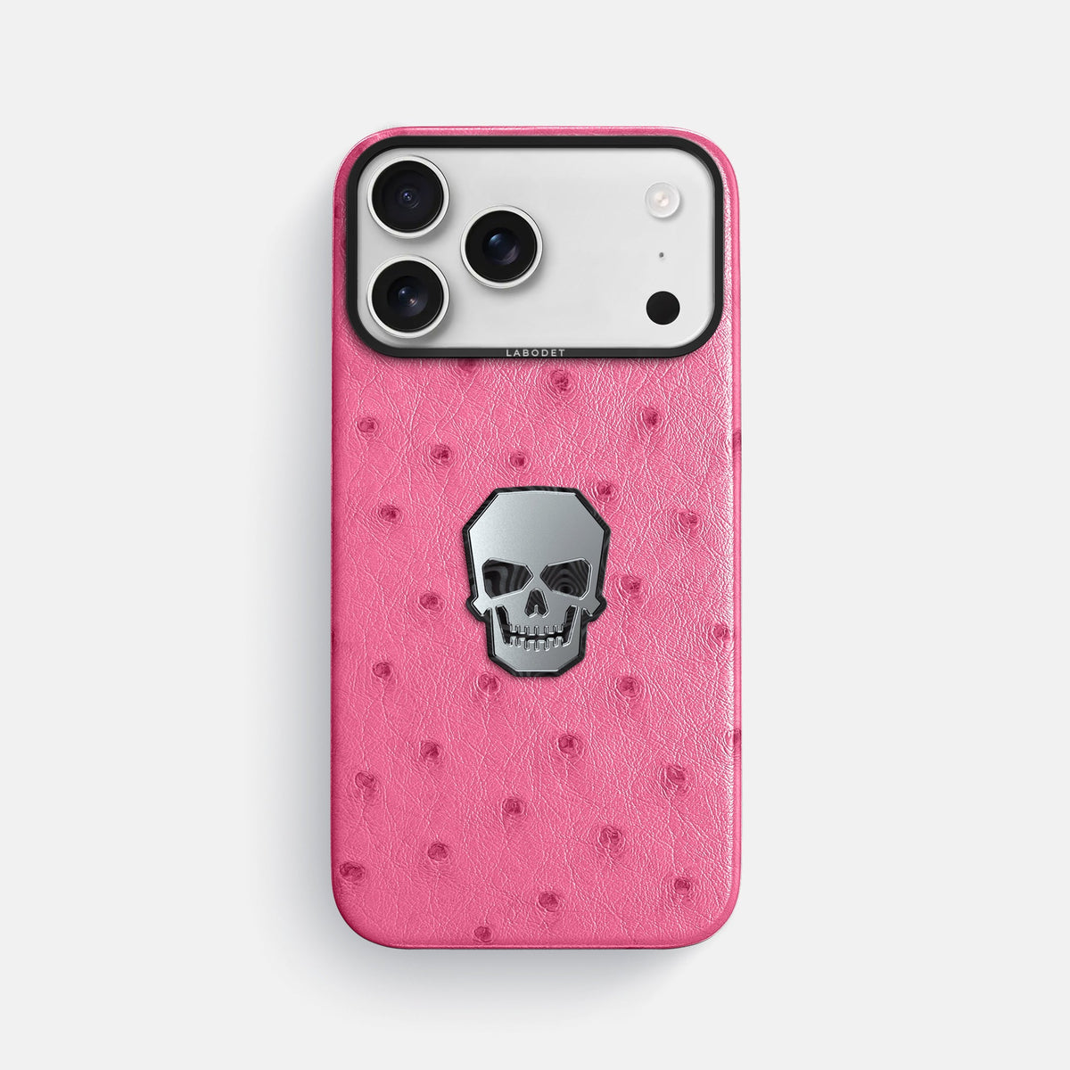 Classic Case With Titanium Skull For iPhone 18 Pro Max In Ostrich -1 | Pink-Black