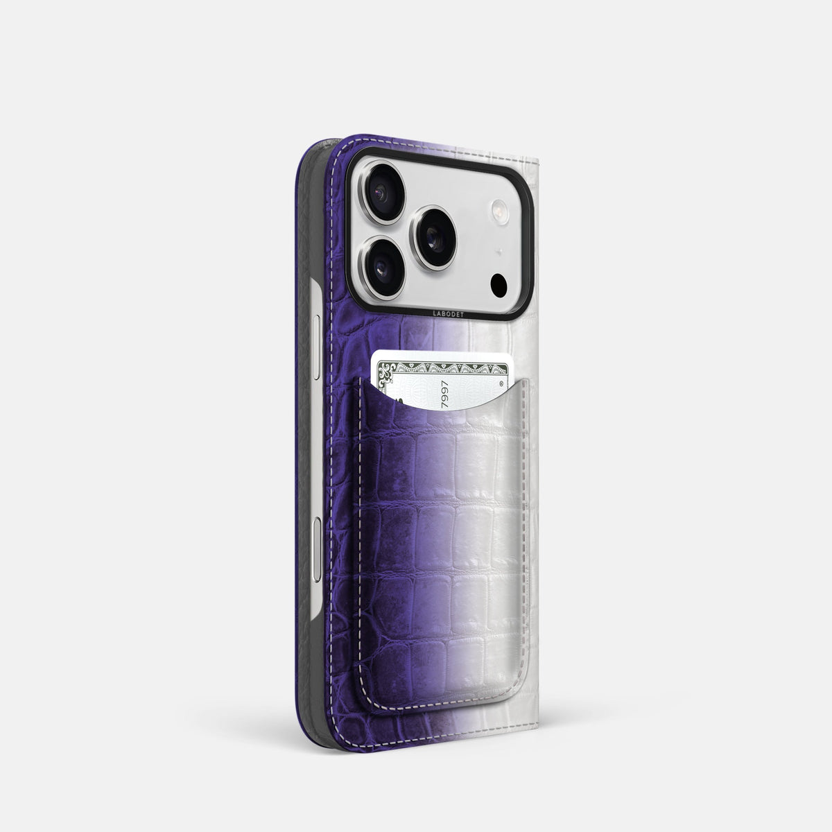 Folio Case with Card For iPhone 18 Pro In Himalayan Crocodile -1 | Purple-Black