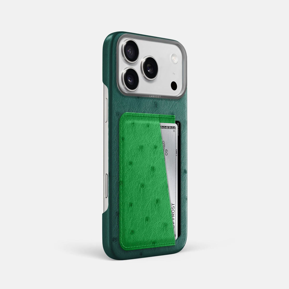 Double Card Case Coloré For iPhone 18 Pro Max In Ostrich -2 | Forest-Green-Steel