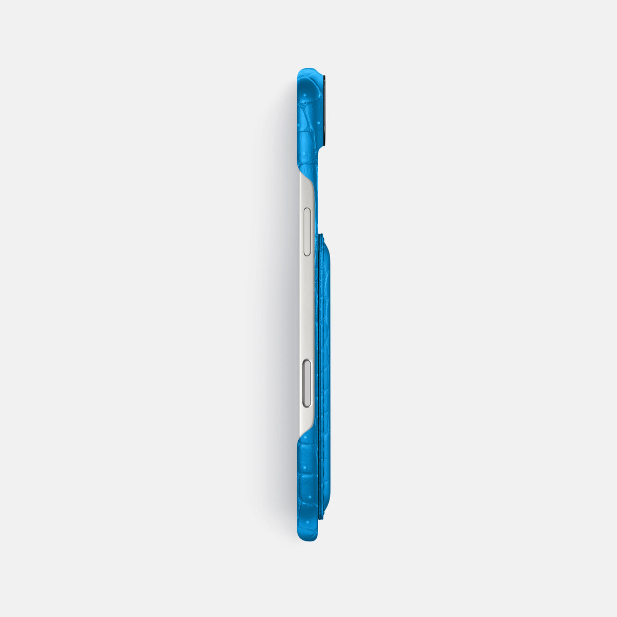 Double Card Case For iPhone 17 Air In Porosus Crocodile -3 | Blue-Lagoon-Black