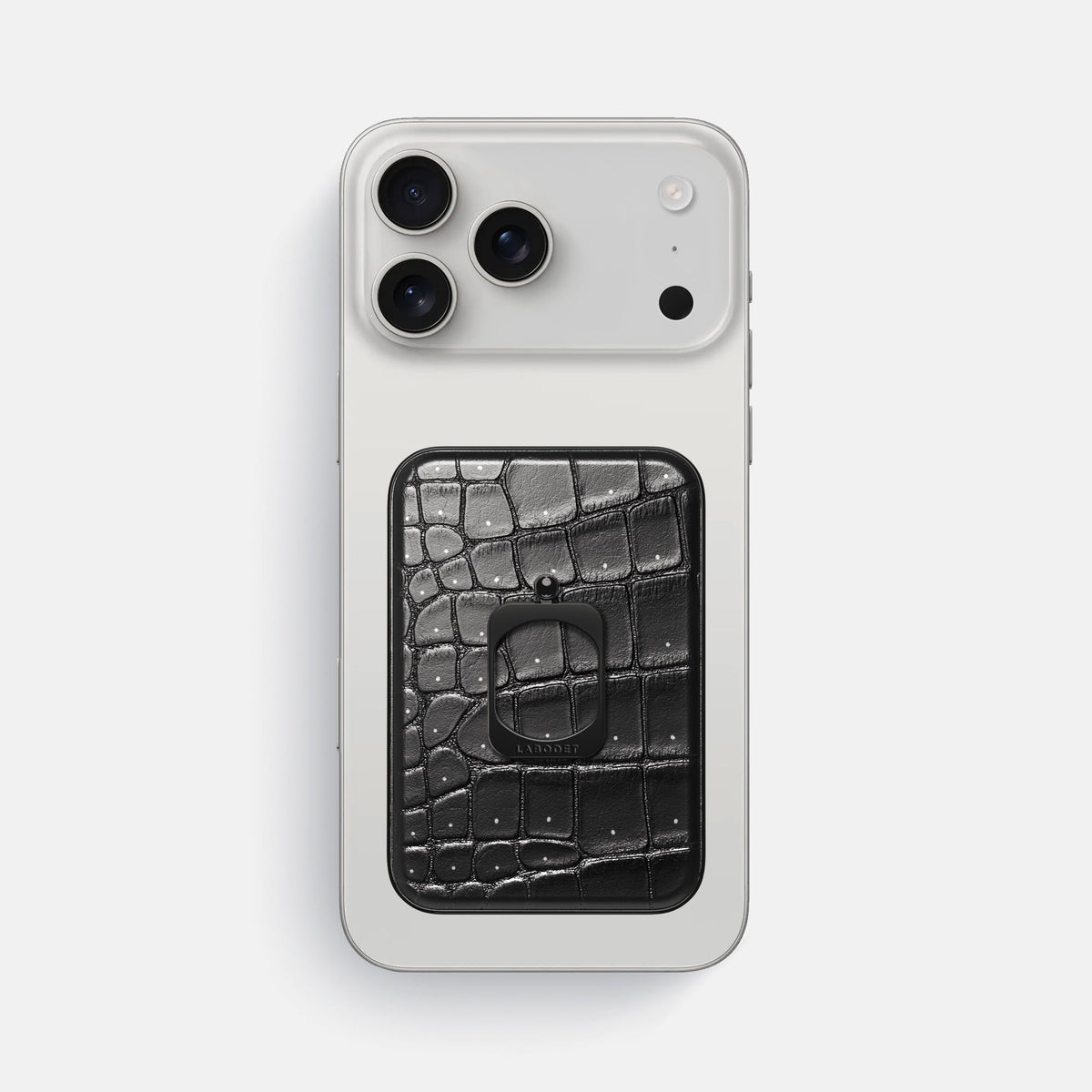 MagSafe Ring For iPhone 18 Pro Max In Porosus Crocodile -2 | Shiny-Black-Black