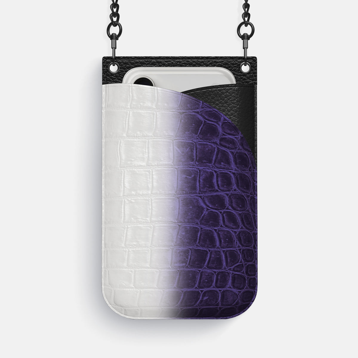 Crossbody Bag For iPhone 17 Pro Max In Himalayan Crocodile -1 | Purple-Black