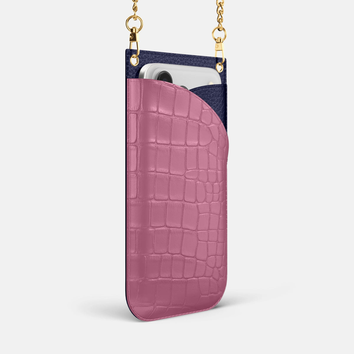Crossbody Bag For iPhone 18 Pro Max In Alligator -2 | Pink-Lagoon-Gold