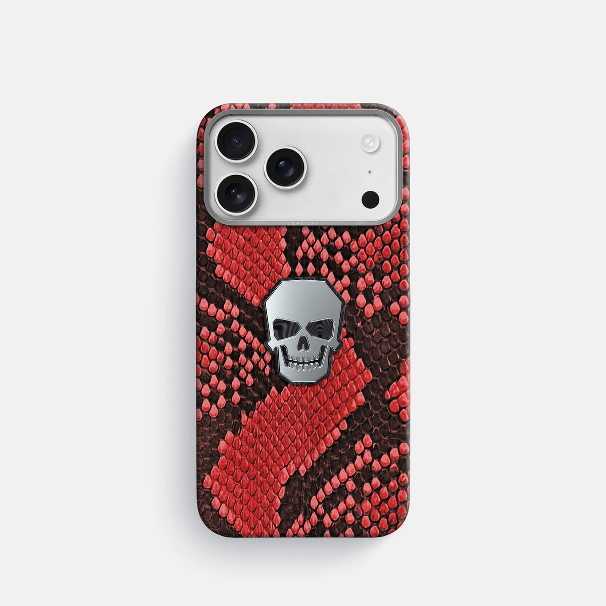 Classic Case With Titanium Skull For iPhone 18 Pro In Deluxe Python -1 | Red-Steel