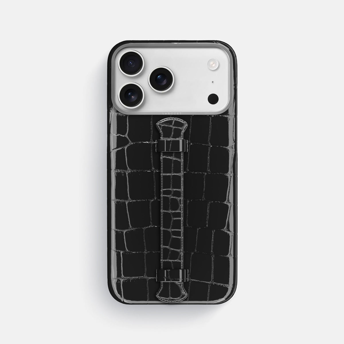 Center Handle For iPhone 18 Pro Max In Shiny Alligator -1 | Black-Steel