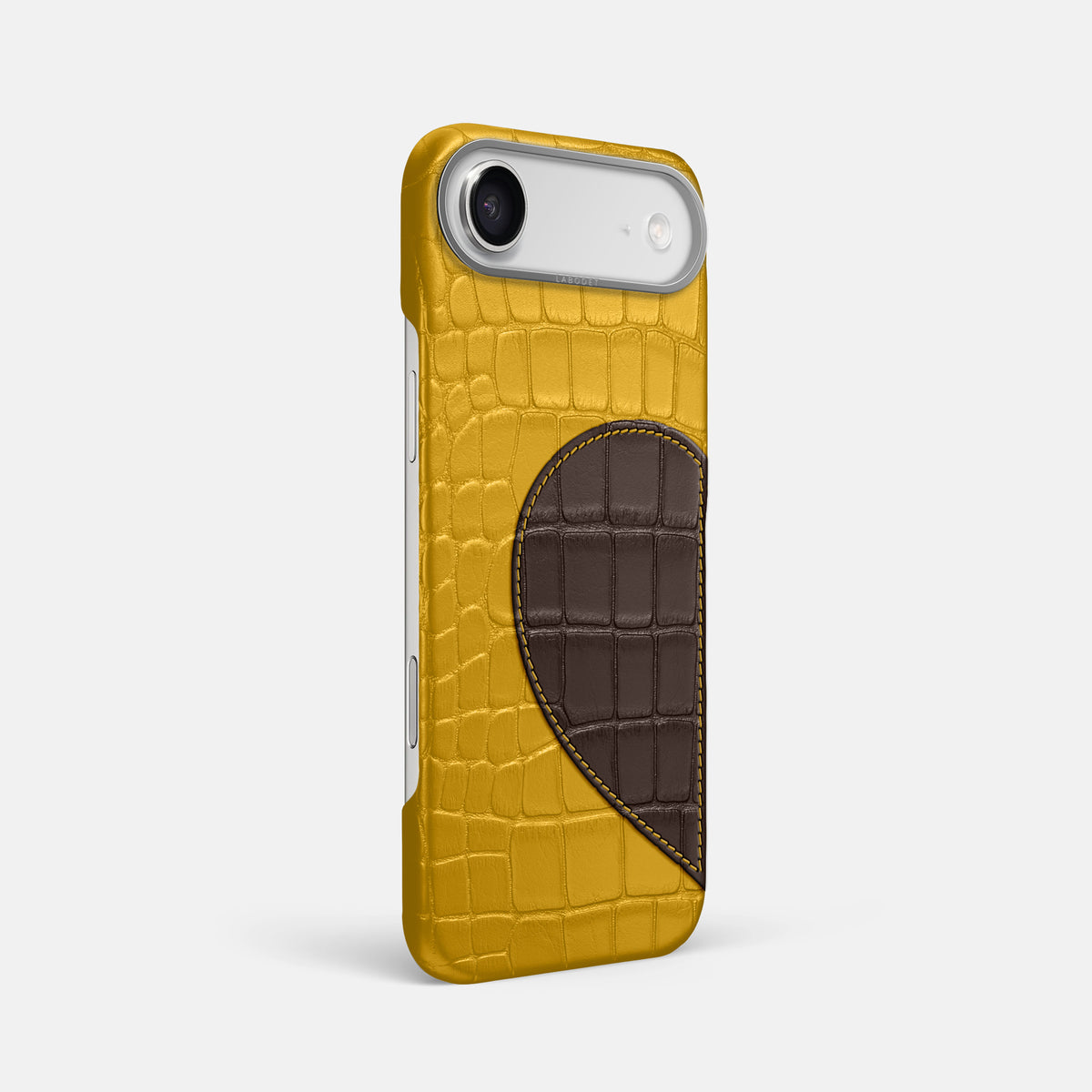 Classic Case With Half Heart - Left For iPhone 17 Air In Alligator -2 | Yellow-Steel