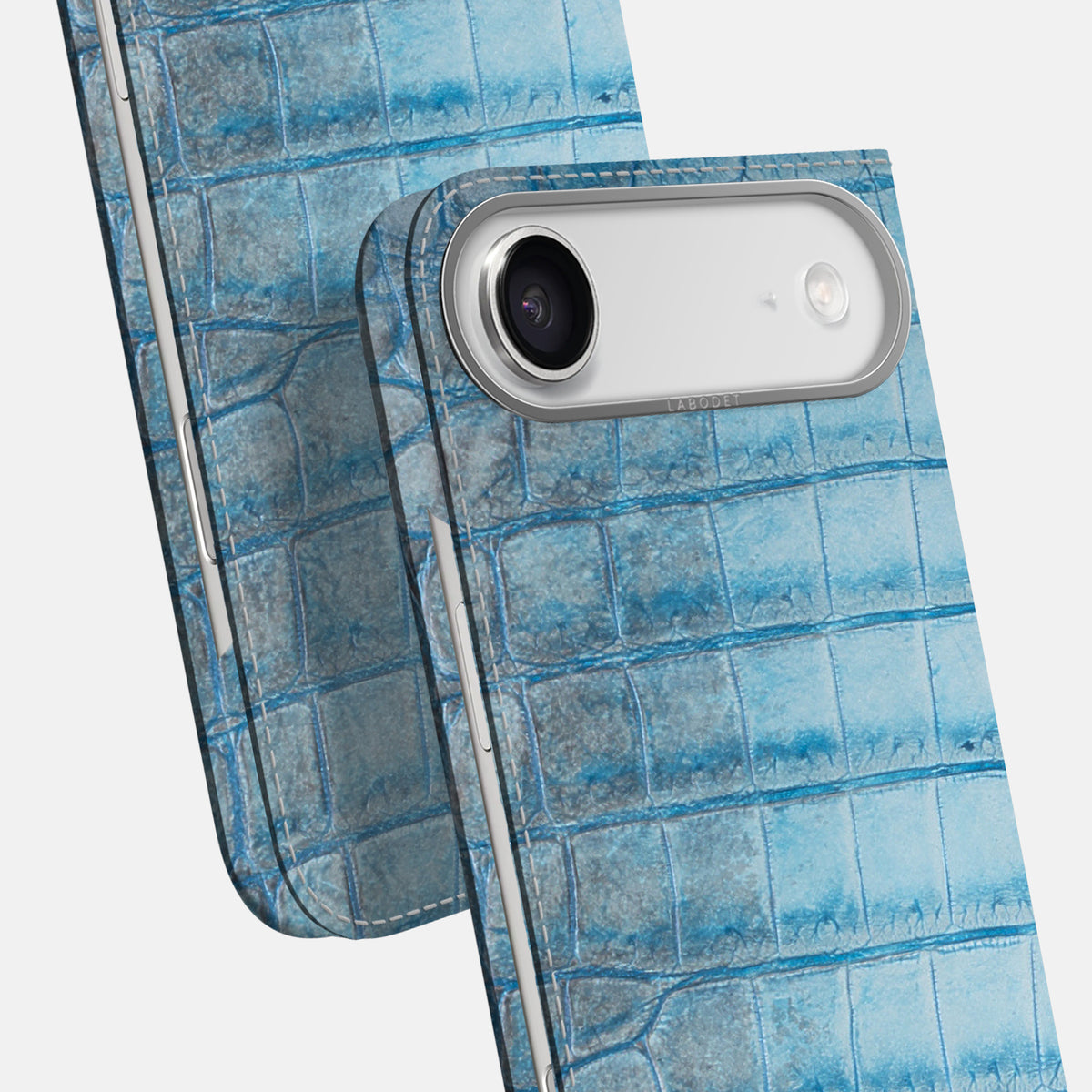 Folio Case For iPhone 17 Air In Himalayan Crocodile -5 | Ice-Blue-Steel
