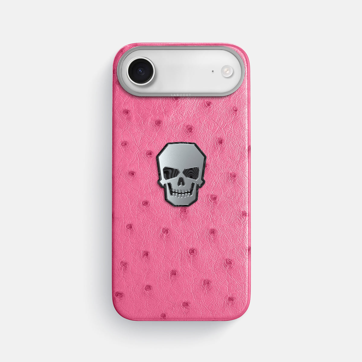 Classic Case With Titanium Skull For iPhone 17 Air In Ostrich -1 | Pink-Steel