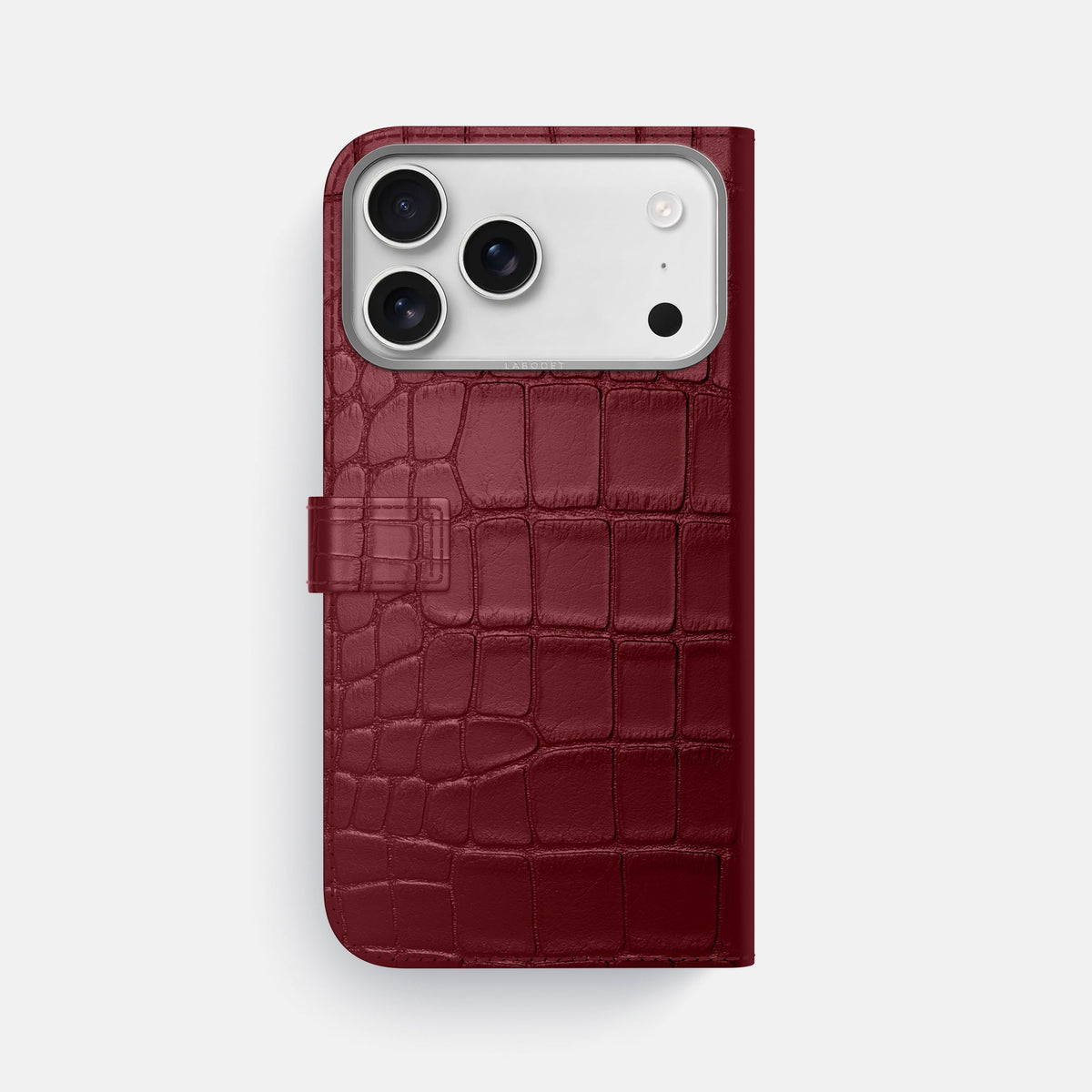 Folio Case with Clasp For iPhone 18 Pro Max In Alligator -3 | Burgundy-Steel