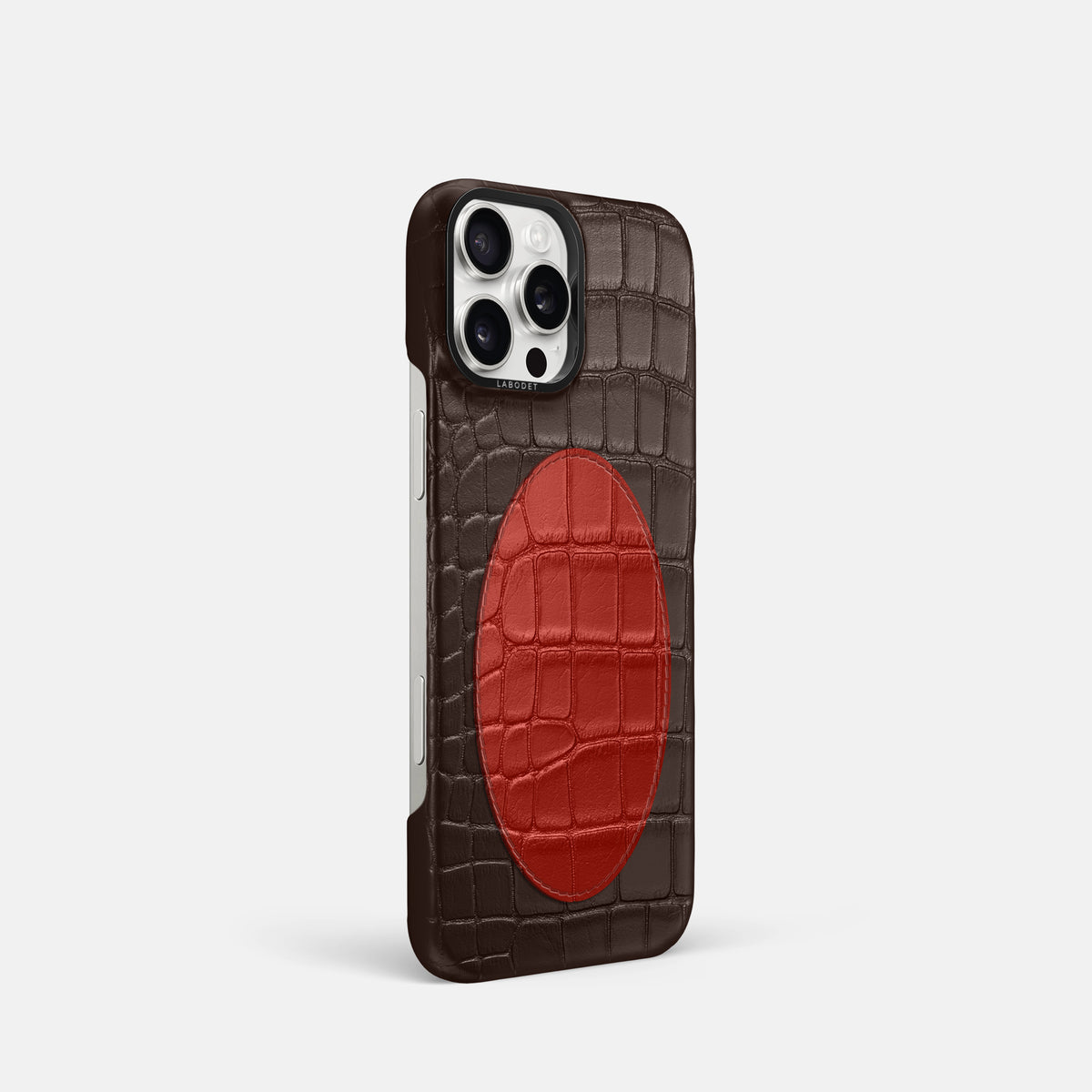 Classic Case With Oval For iPhone 16 Pro In Alligator -2 | Dark-Brown-Black