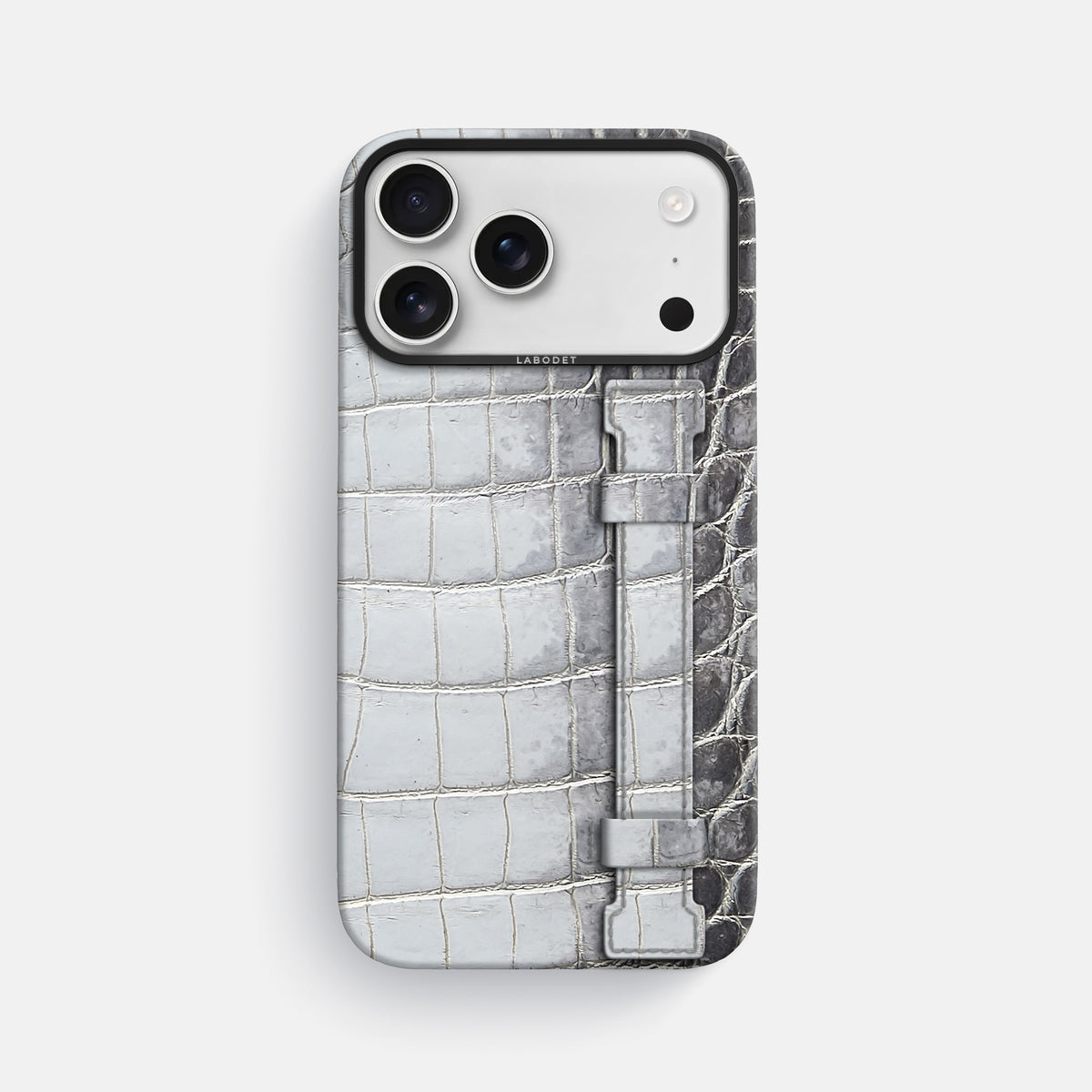 Handle Case For iPhone 17 Pro Max In Himalayan Crocodile -1 | Silver-Black