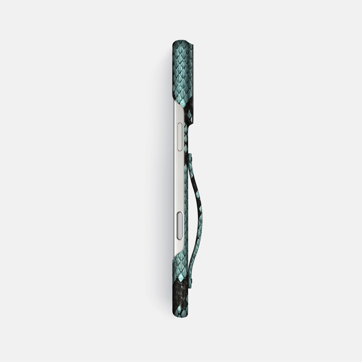 Finger Case For iPhone 18 Pro Max In Deluxe Python -3 | Blue-Lagoon-Black