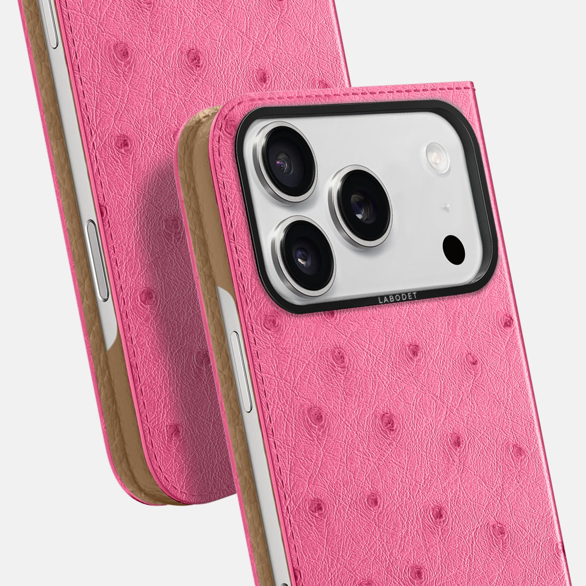 Folio Case For iPhone 18 Pro In Ostrich -5 | Pink-Black